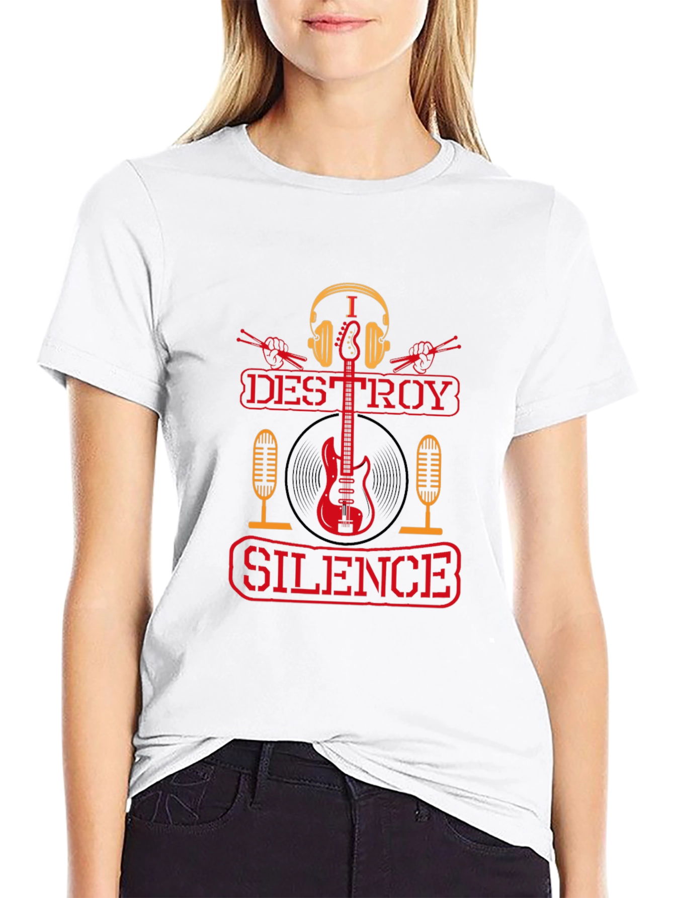 I Destroy Silence Black Graphic T-Shirt