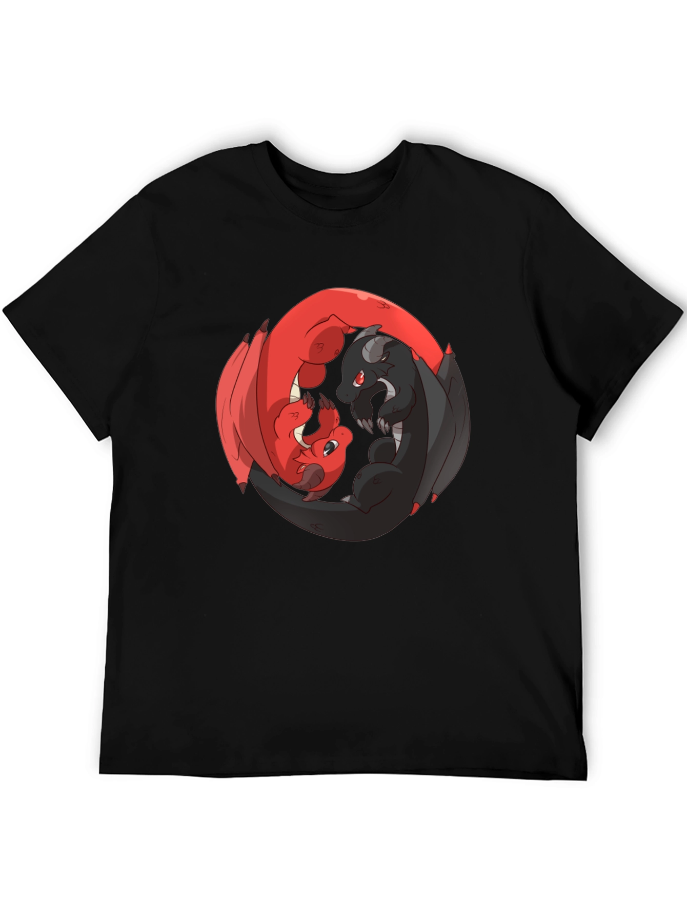 Yin Yang Dragons Black T-Shirt