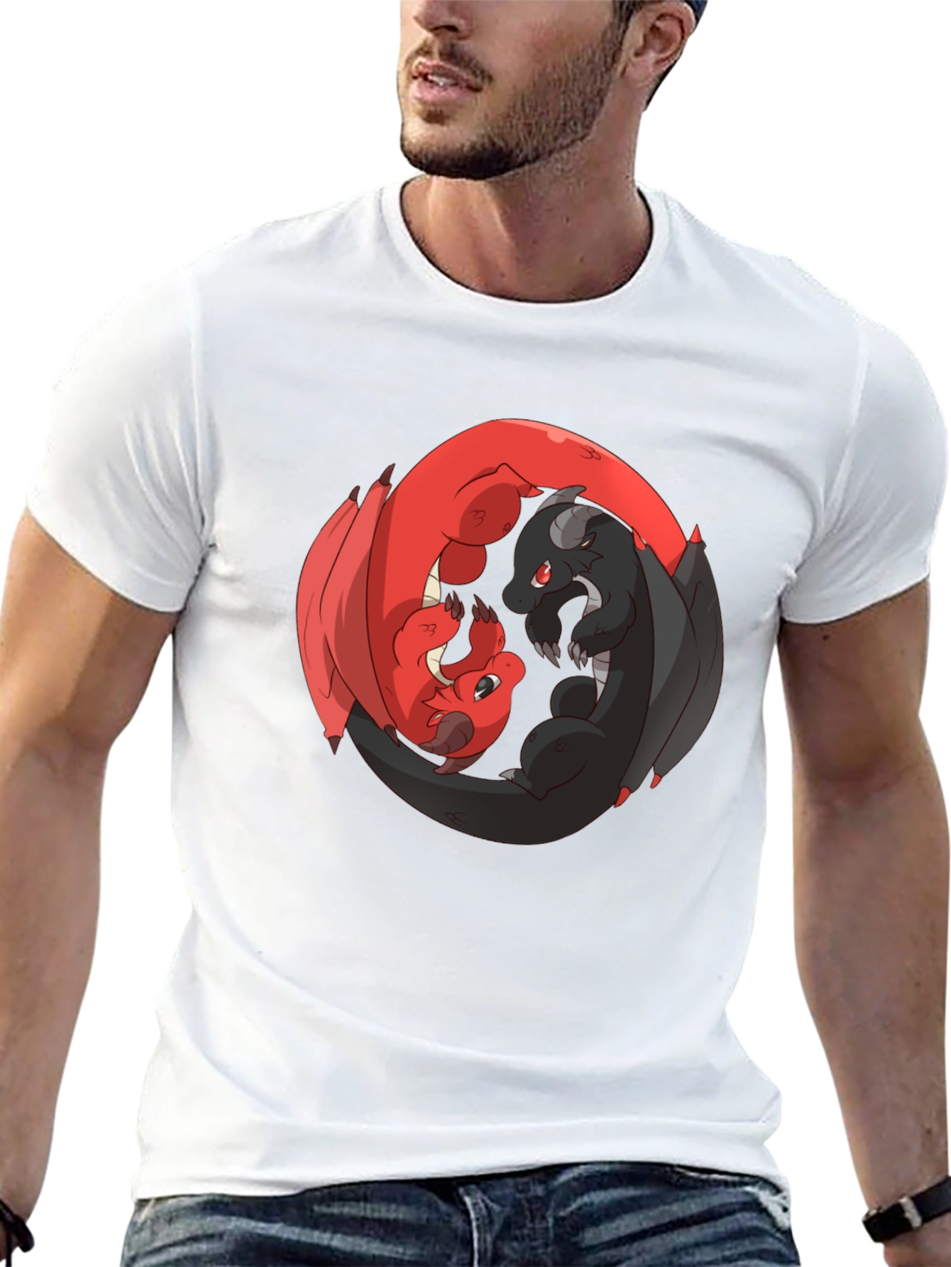 Yin Yang Dragons Black T-Shirt
