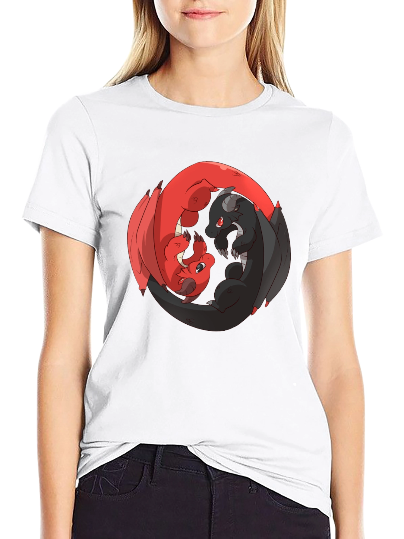 Yin Yang Dragons Black T-Shirt