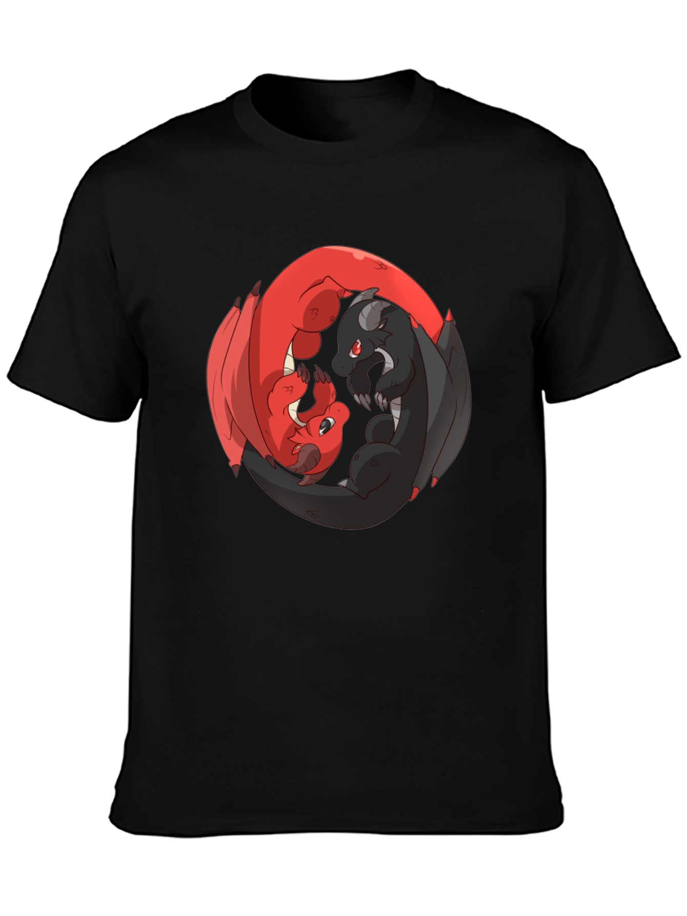 Yin Yang Dragons Black T-Shirt