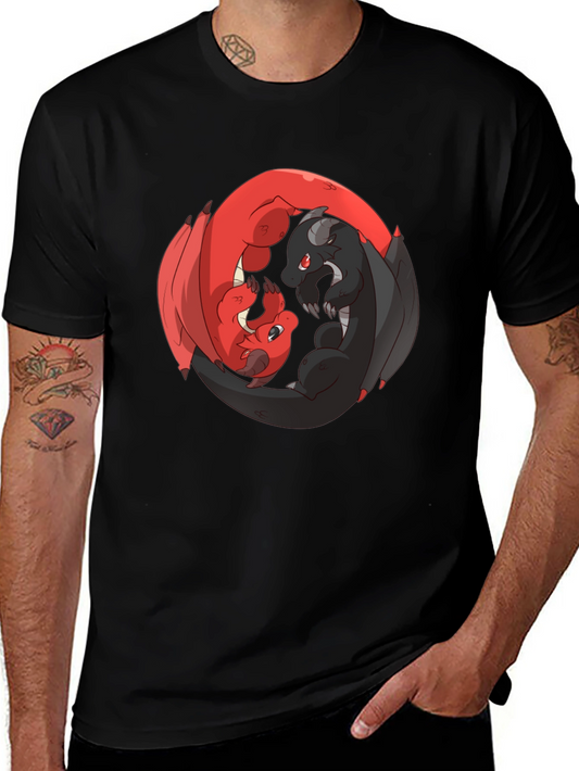 Yin Yang Dragons Black T-Shirt