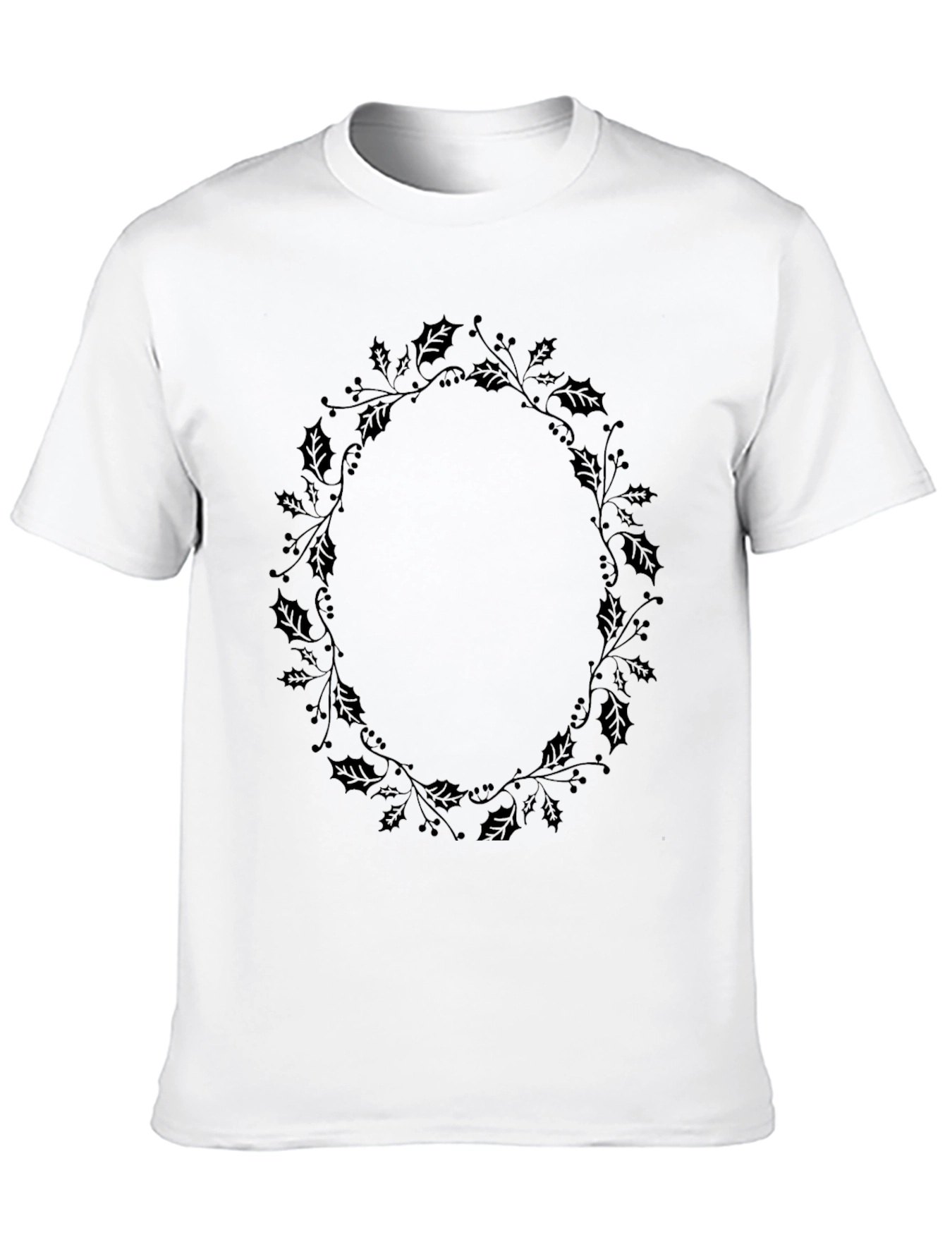 Mens Black Holly Wreath Graphic Tee