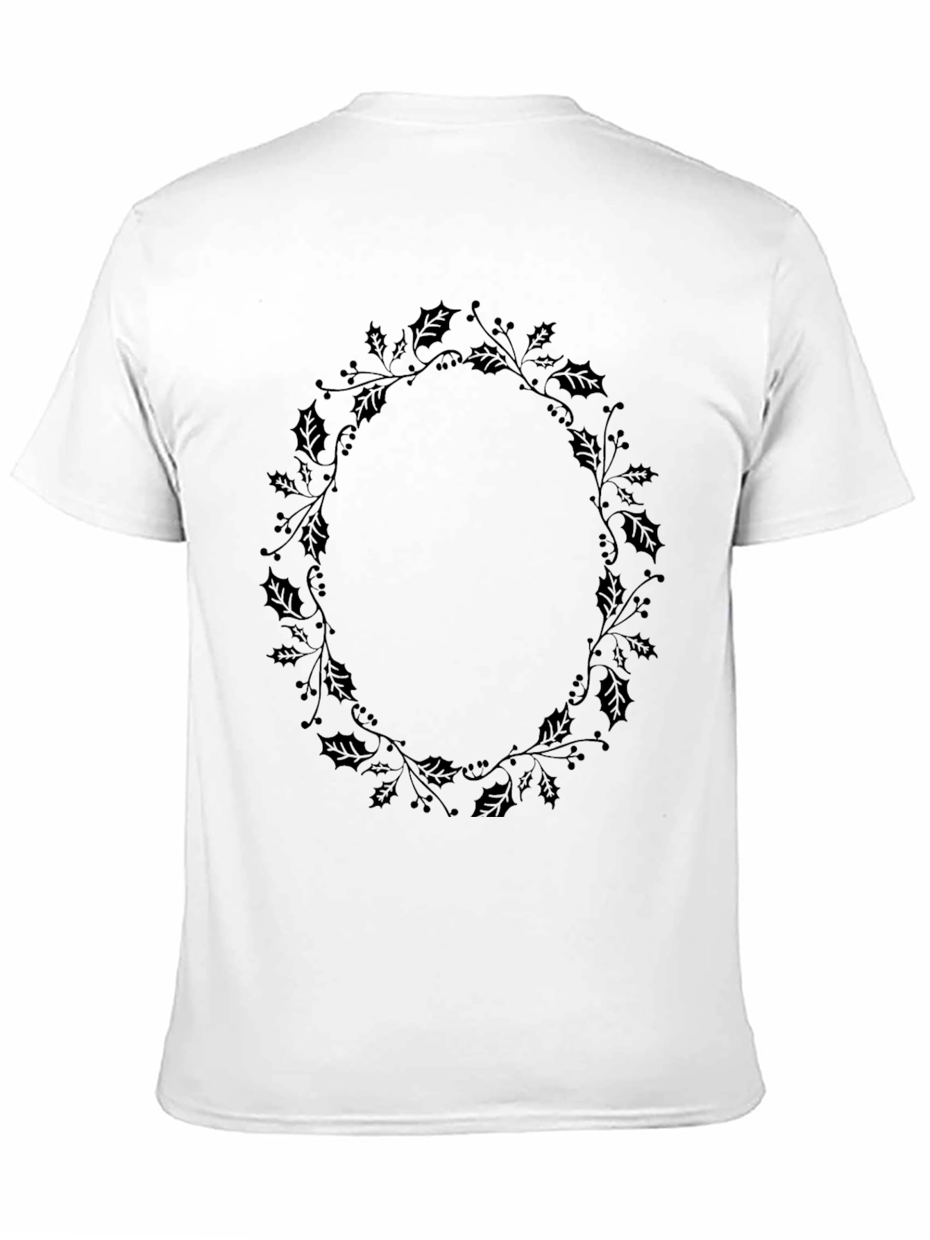 Mens Black Holly Wreath Graphic Tee