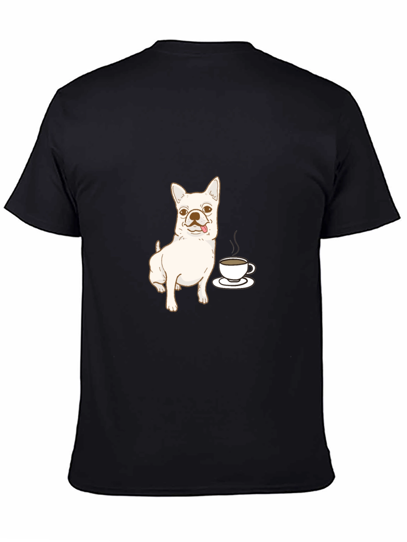 Cute Dog & Coffee Black T-Shirt