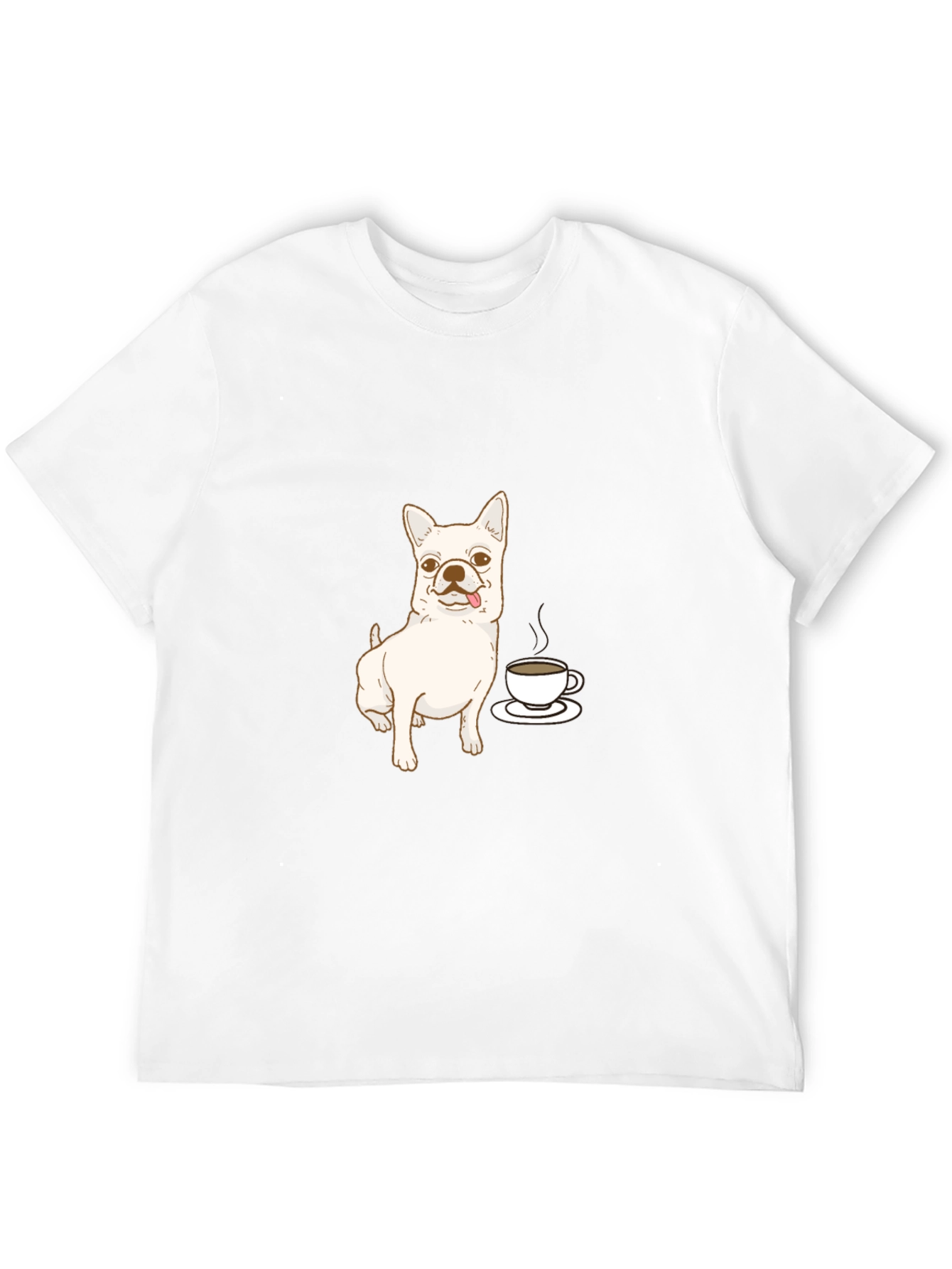 Cute Dog & Coffee Black T-Shirt