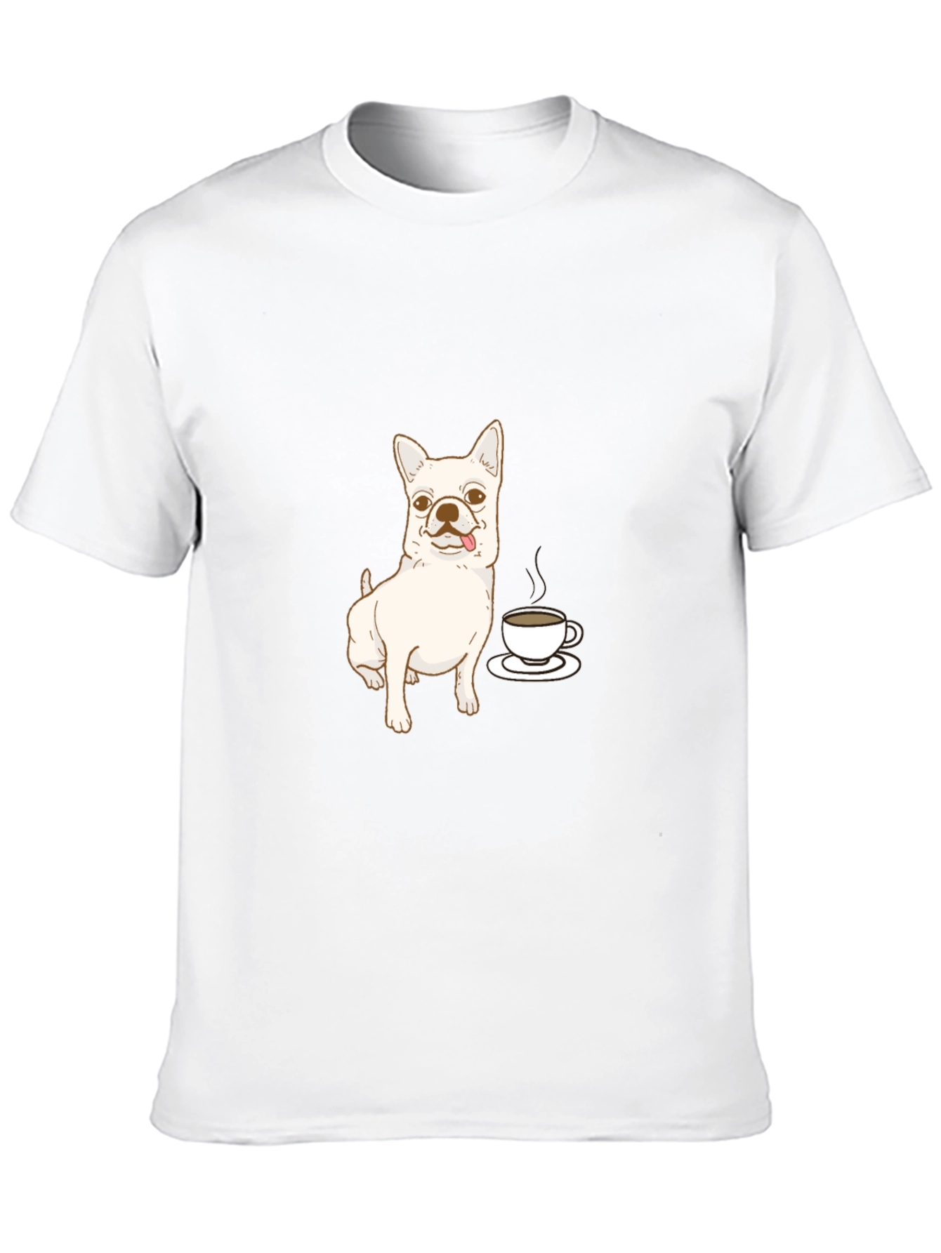Cute Dog & Coffee Black T-Shirt