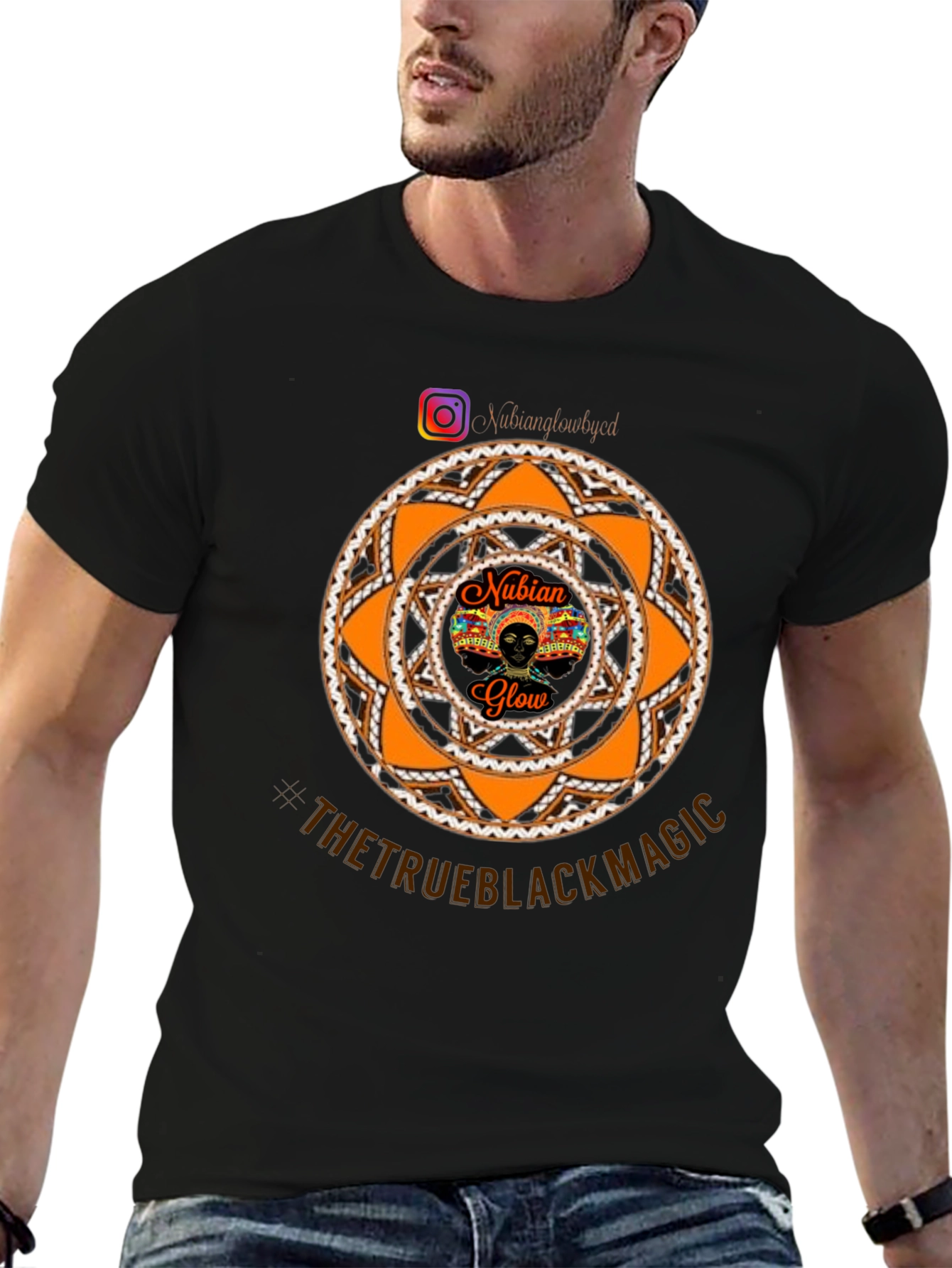 Nubian Glow Black T-Shirt - The True Black Magic
