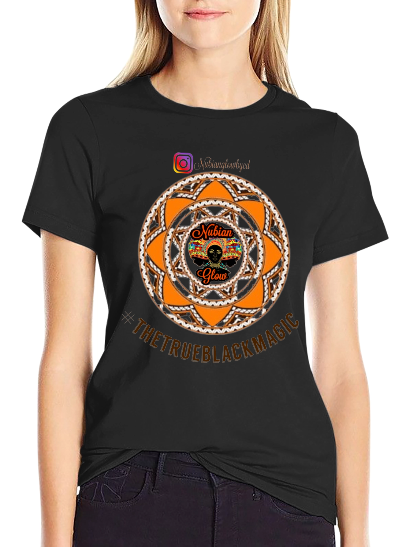 Nubian Glow Black T-Shirt - The True Black Magic