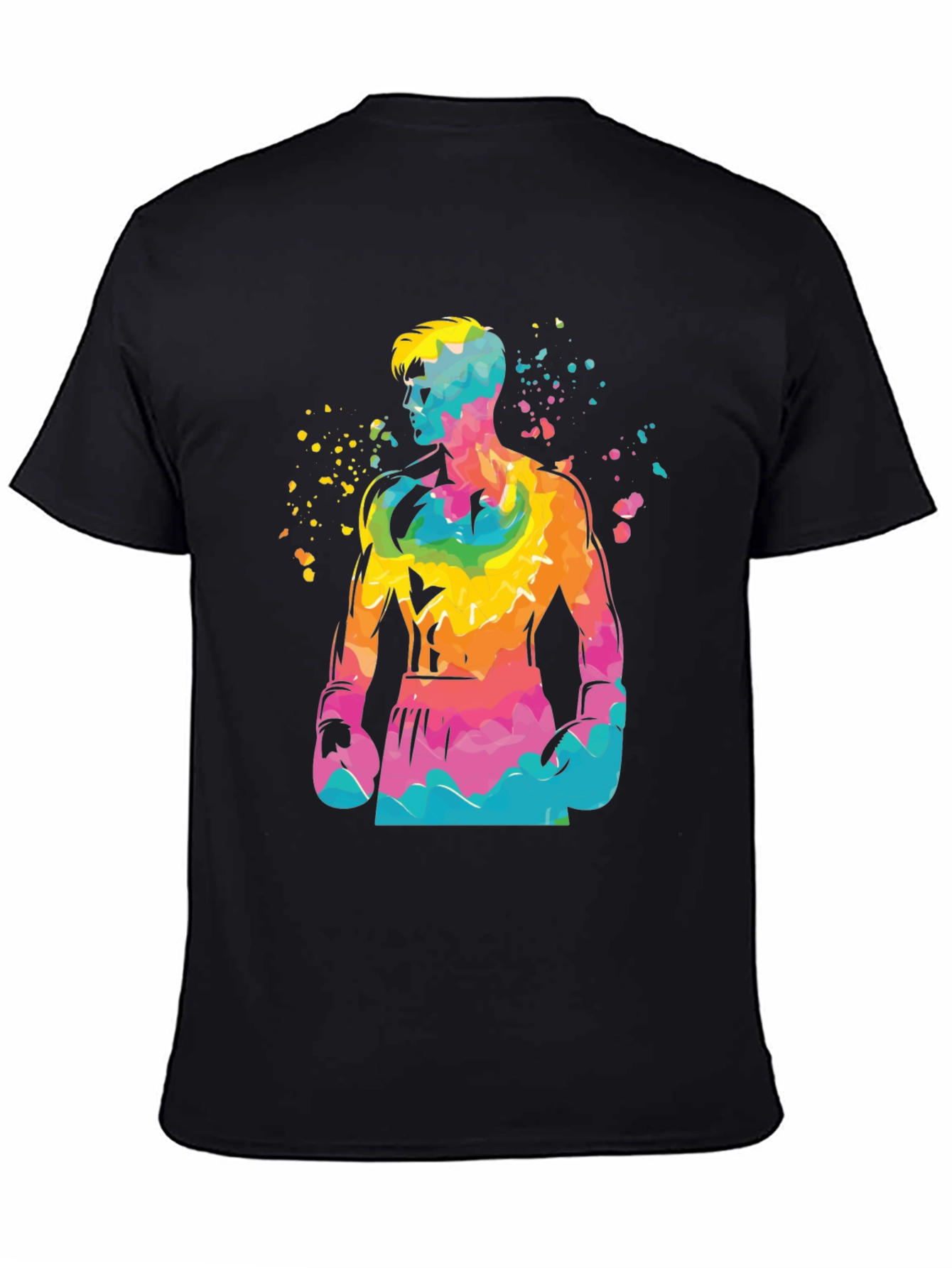 Vibrant Boxer Graphic Tee - Stylish Mens Black T-Shirt