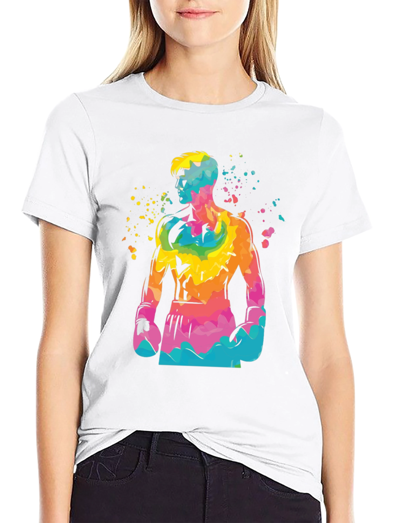 Vibrant Boxer Graphic Tee - Stylish Mens Black T-Shirt