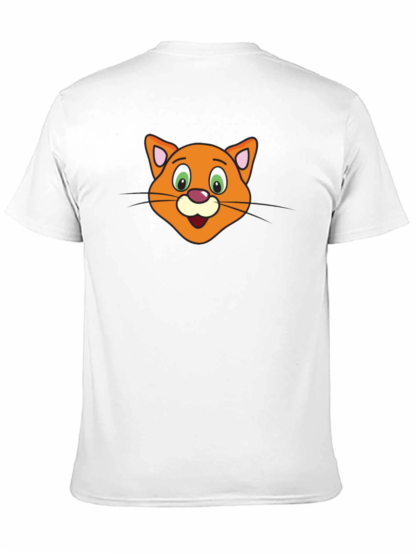 Cute Cartoon Cat Face Black T-Shirt