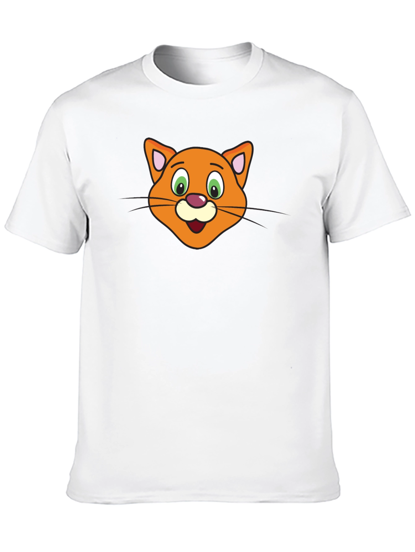 Cute Cartoon Cat Face Black T-Shirt