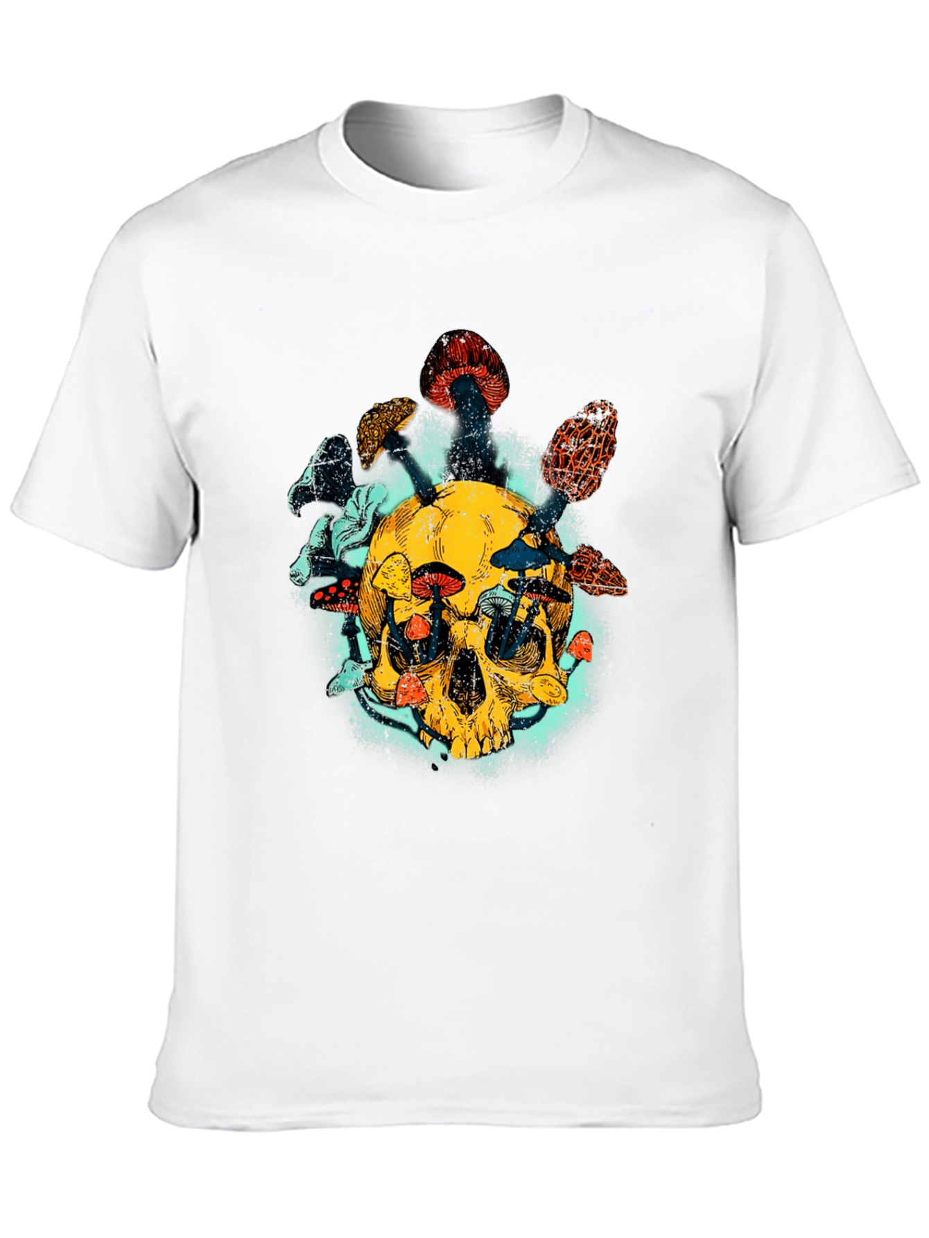 Skull & Mushroom Graphic Tee - Unique Design