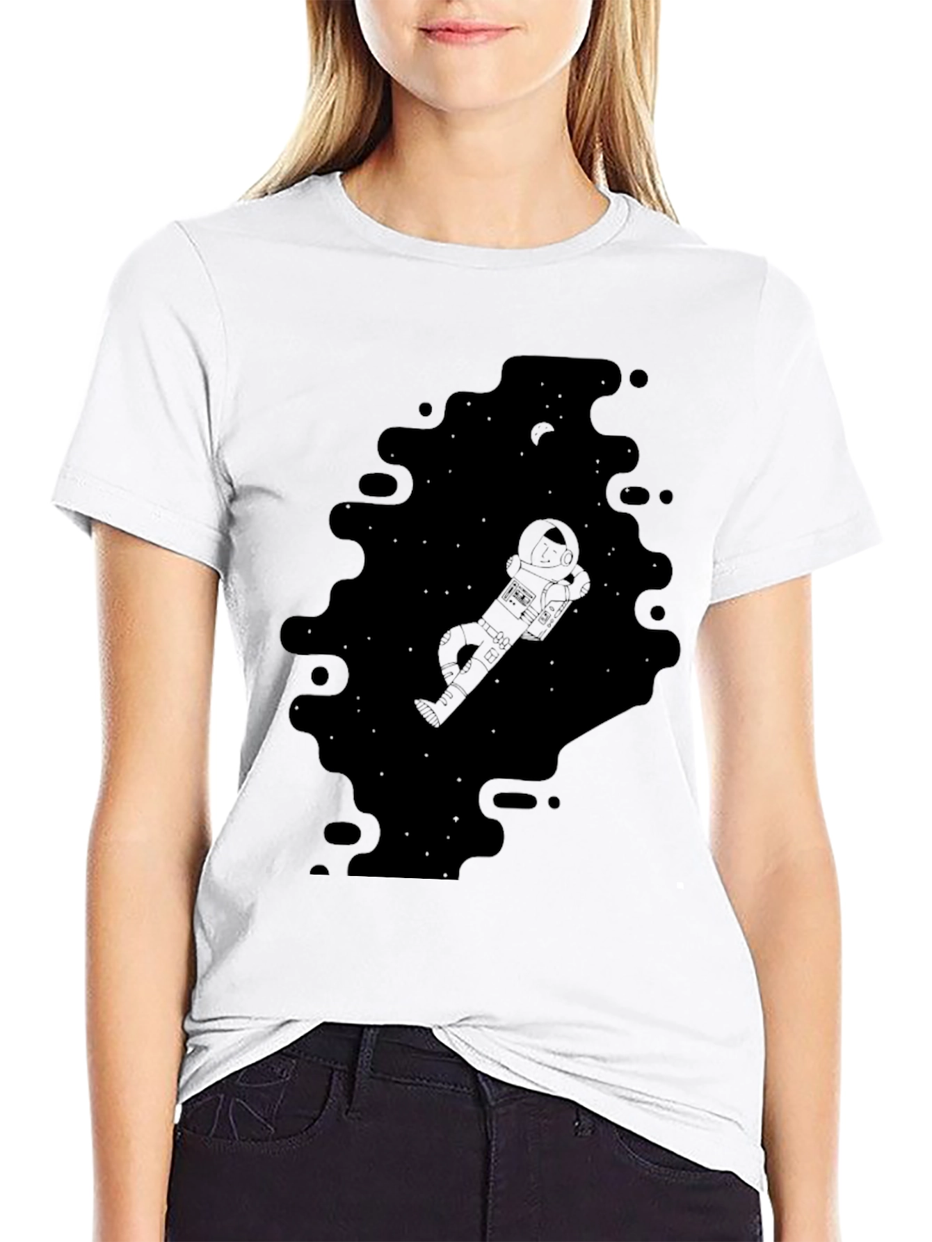 Astronaut in Space Black Graphic Tee