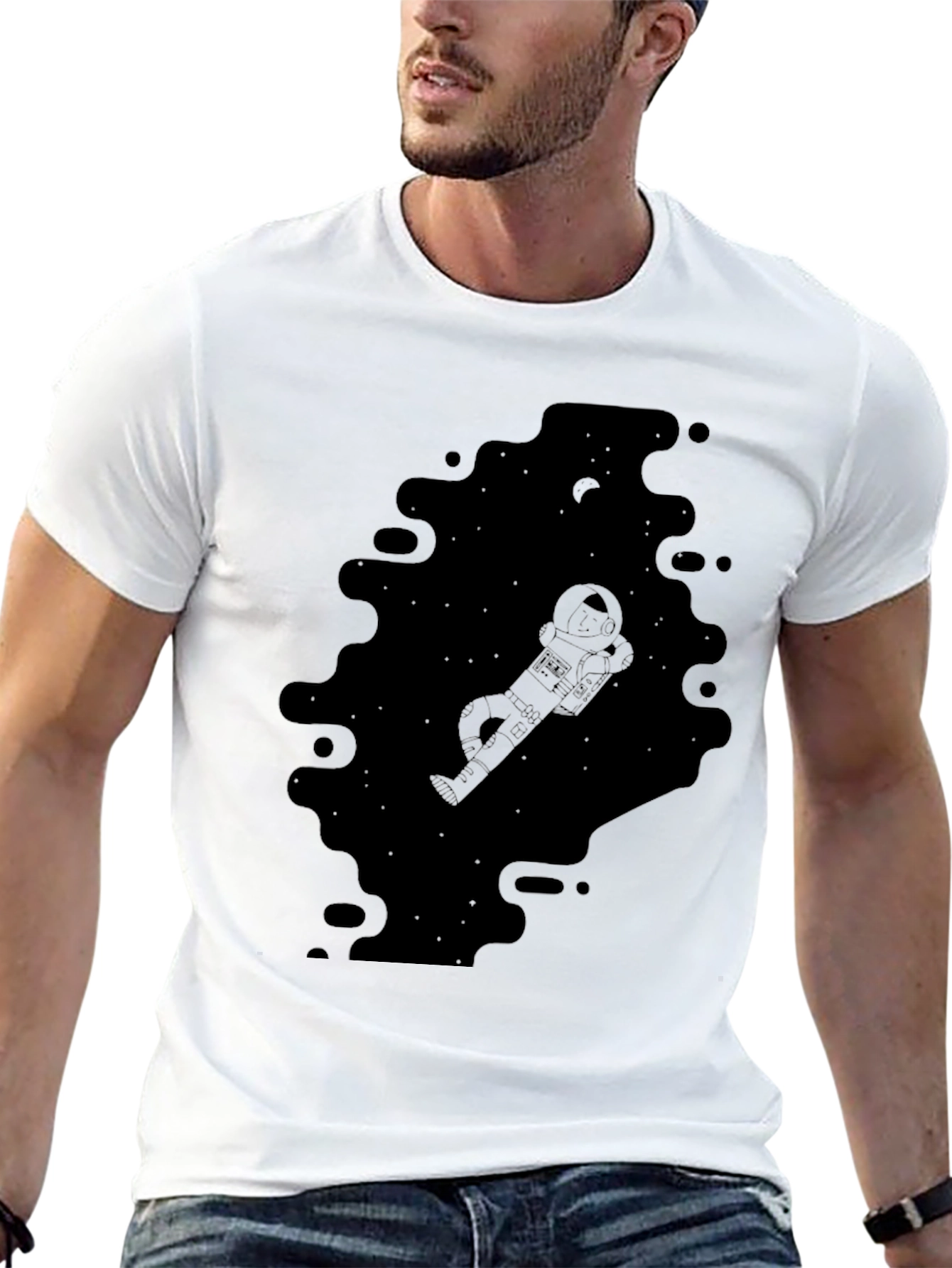 Astronaut in Space Black Graphic Tee