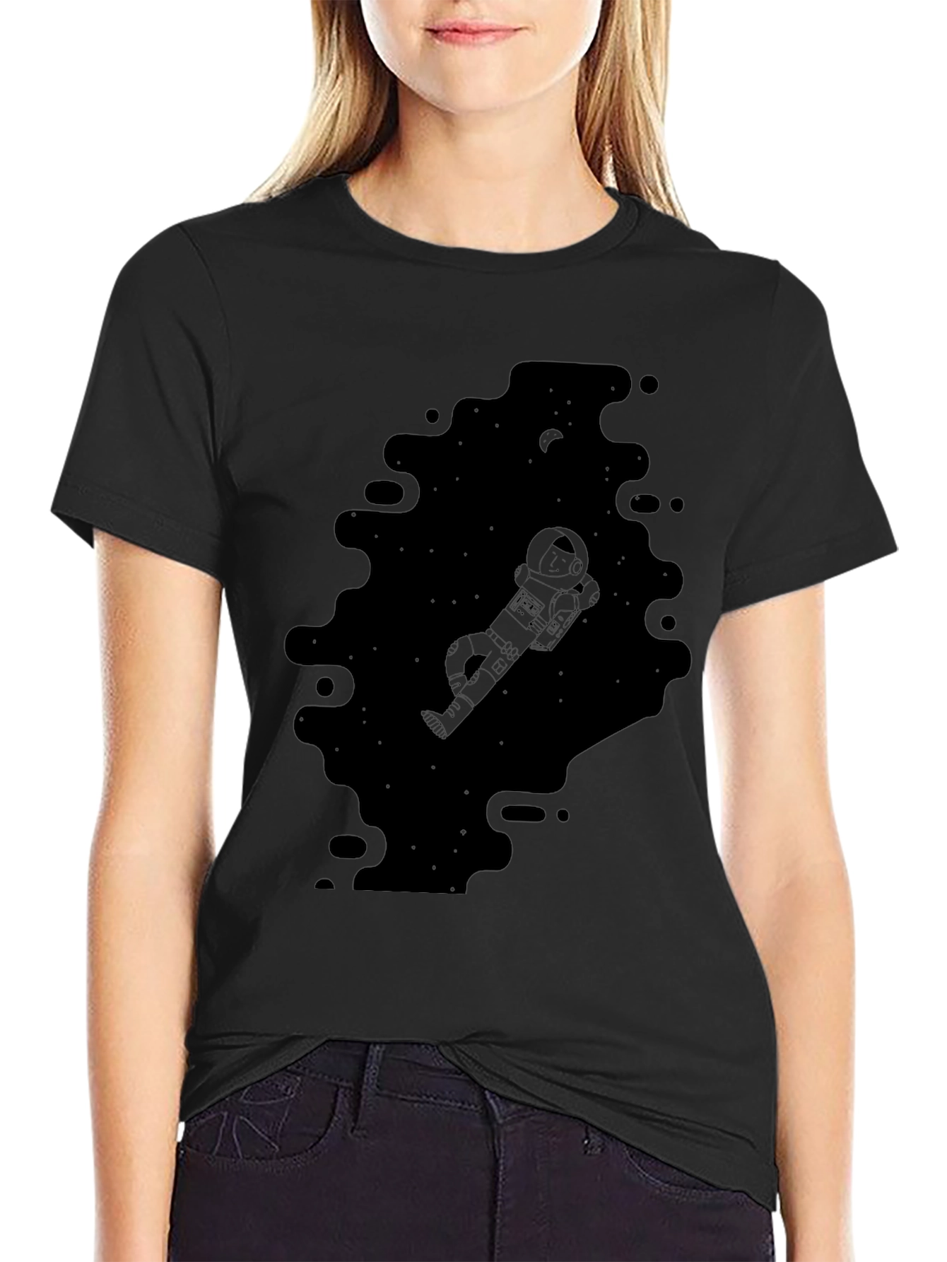 Astronaut in Space Black Graphic Tee