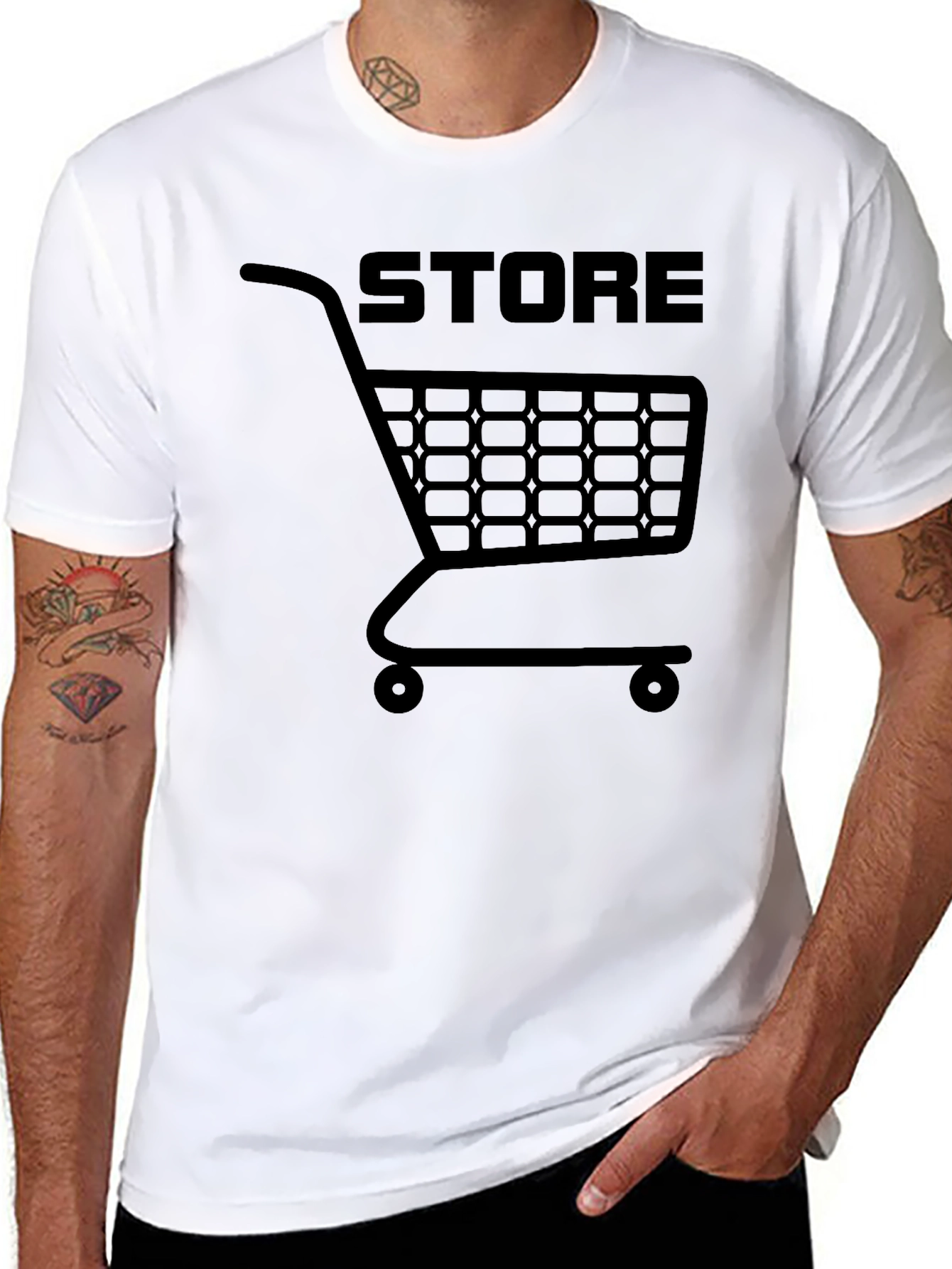Black Shopping Cart Store Graphic T-Shirt