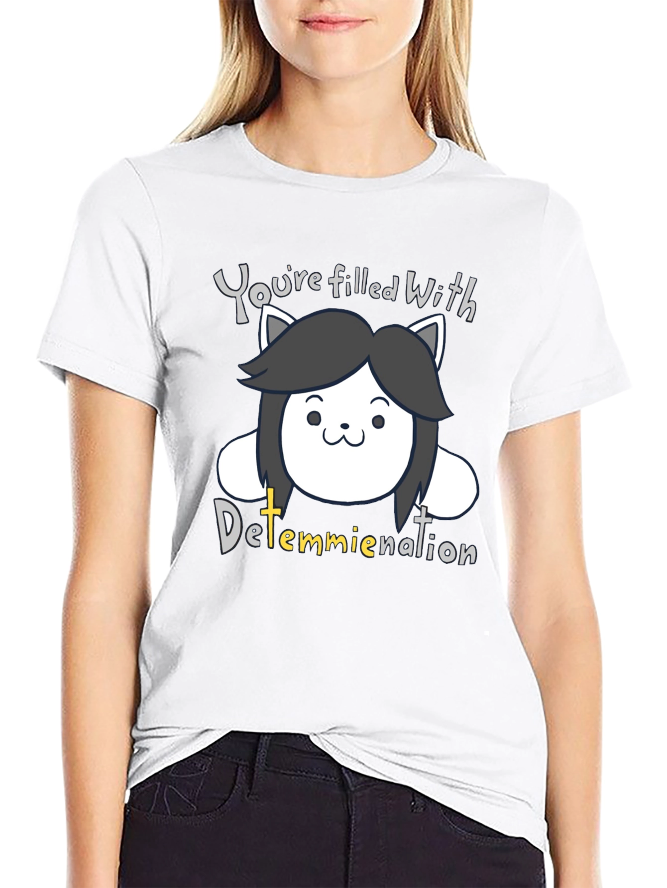 Temmie Determination T-Shirt - Undertale Inspired Fan Tee