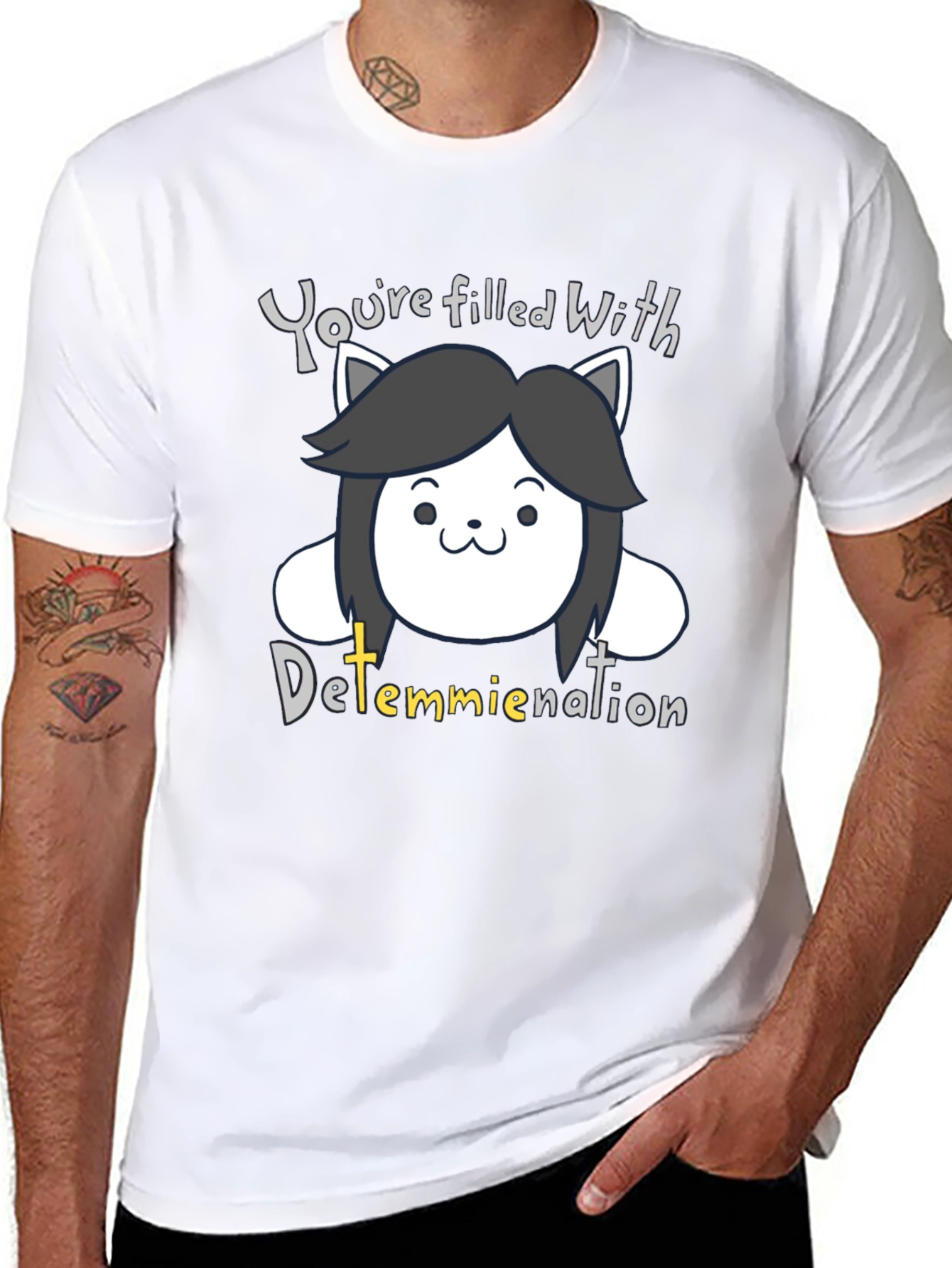 Temmie Determination T-Shirt - Undertale Inspired Fan Tee