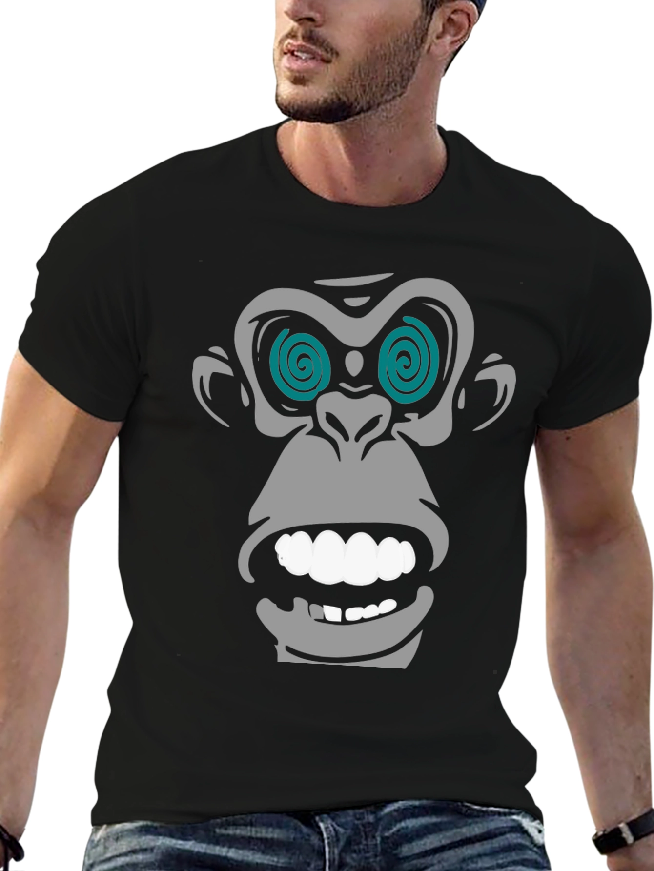 Hypnotic Monkey Graphic T-Shirt - Black