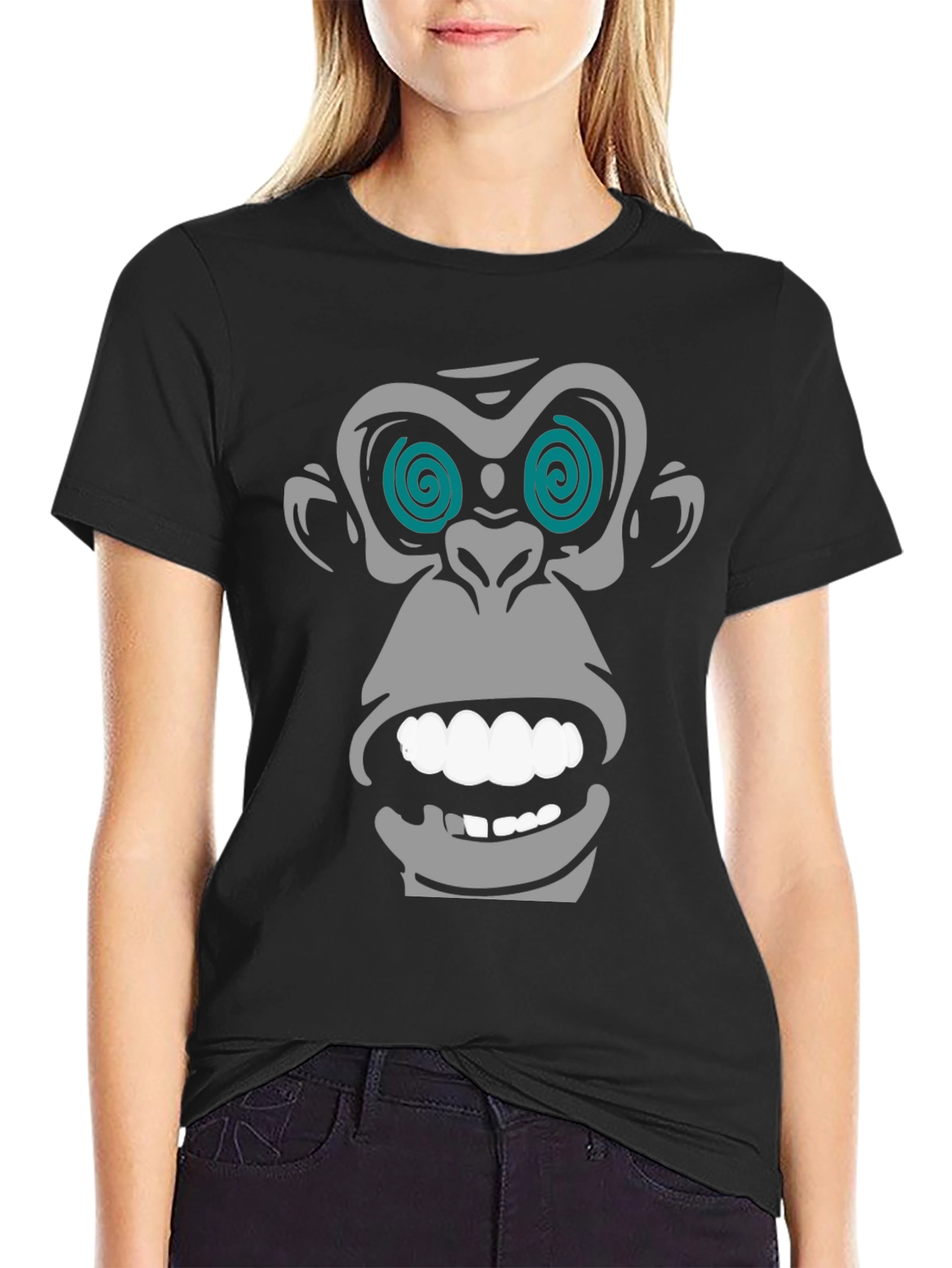 Hypnotic Monkey Graphic T-Shirt - Black