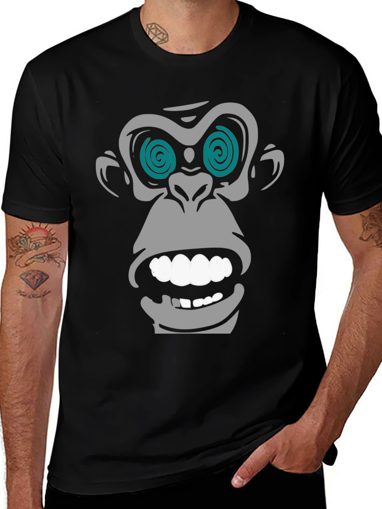 Hypnotic Monkey Graphic T-Shirt - Black