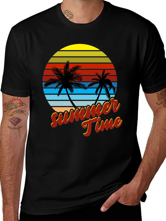 Retro Summer Time Palm Tree T-Shirt