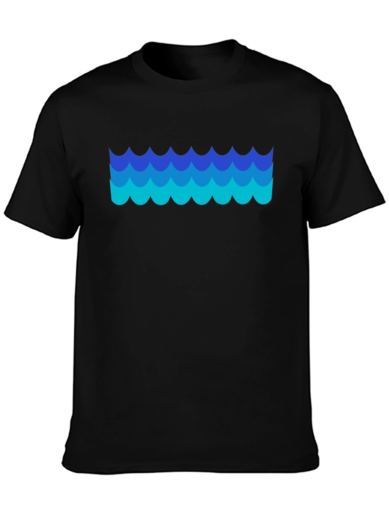 Blue Waves Graphic Black T-Shirt