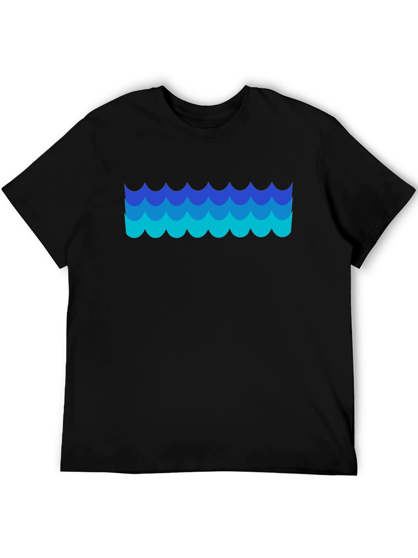 Blue Waves Graphic Black T-Shirt