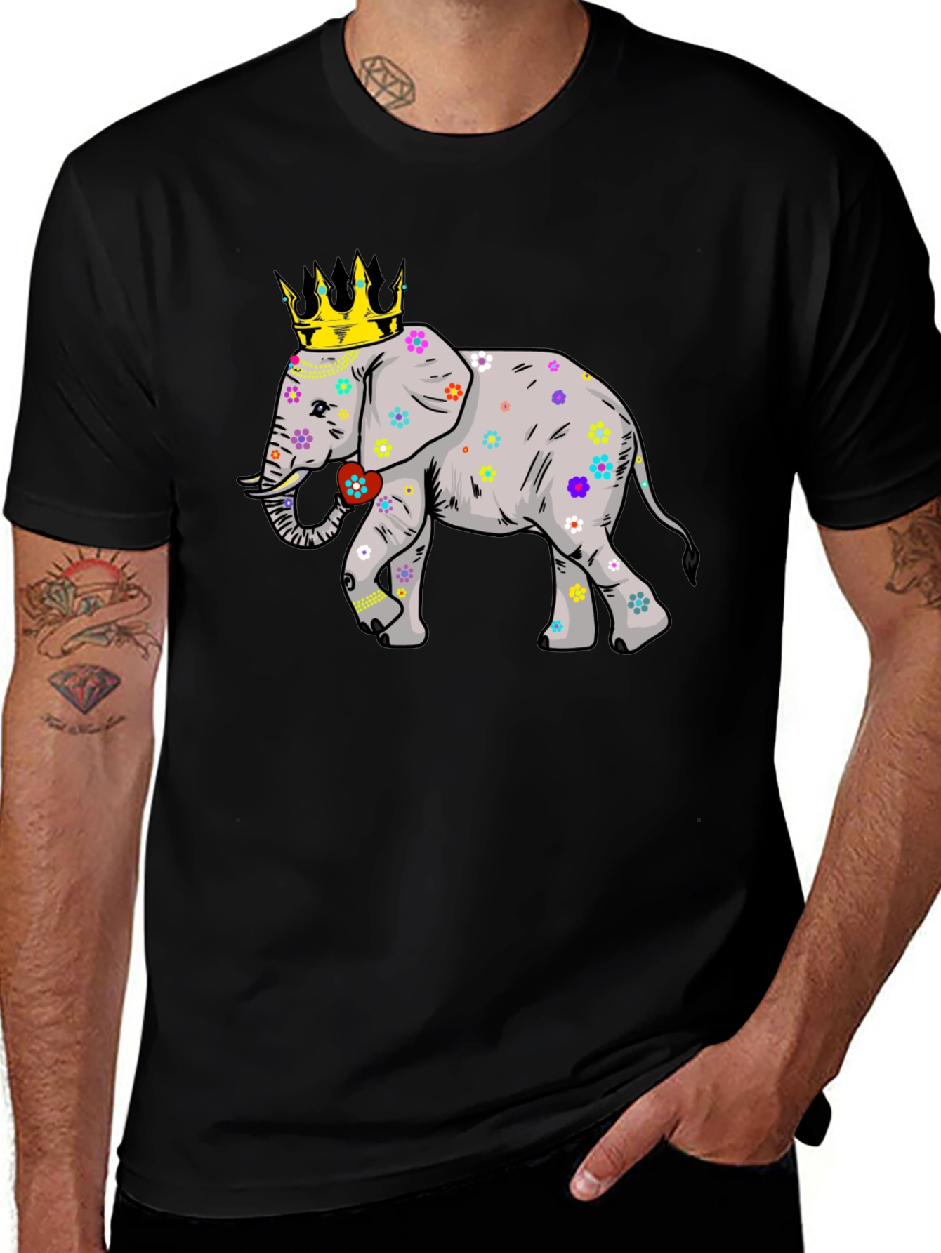Elephant King Graphic Tee - Black Cotton