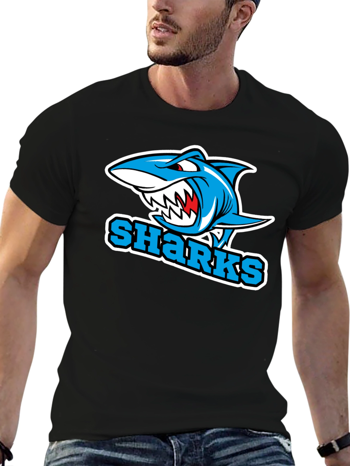 Sharks Graphic Tee - Cool Blue Shark T-Shirt