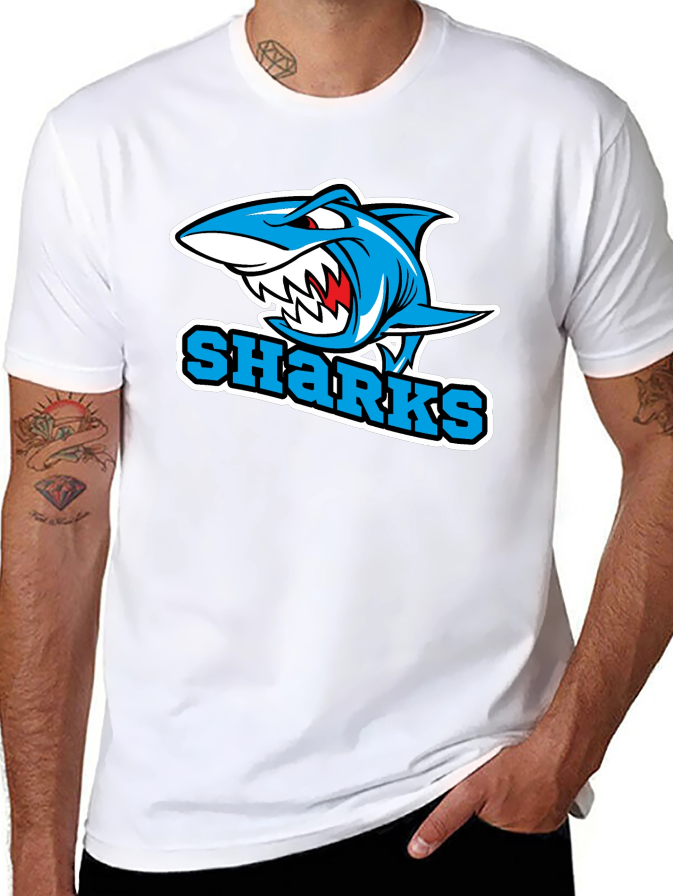 Sharks Graphic Tee - Cool Blue Shark T-Shirt