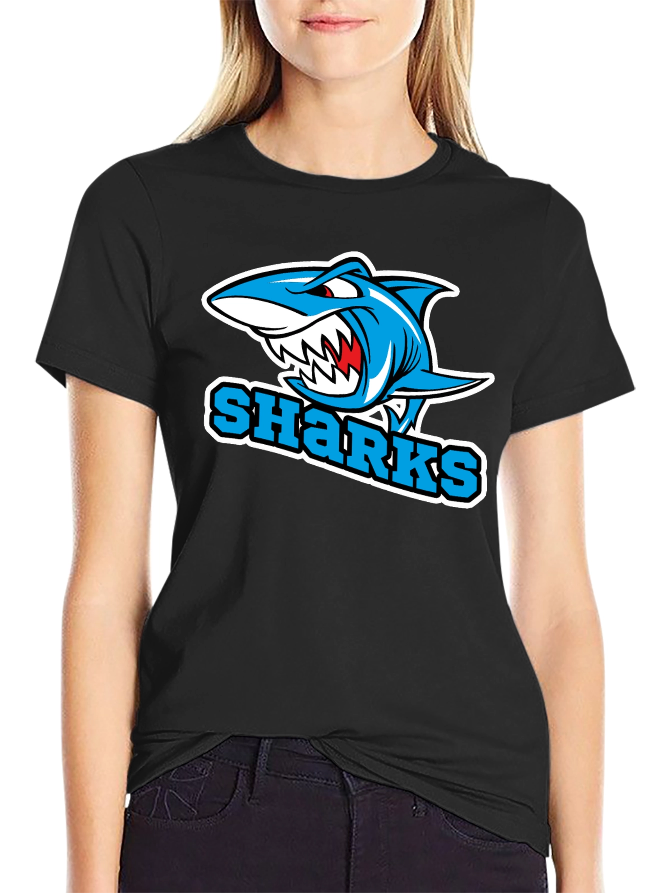 Sharks Graphic Tee - Cool Blue Shark T-Shirt