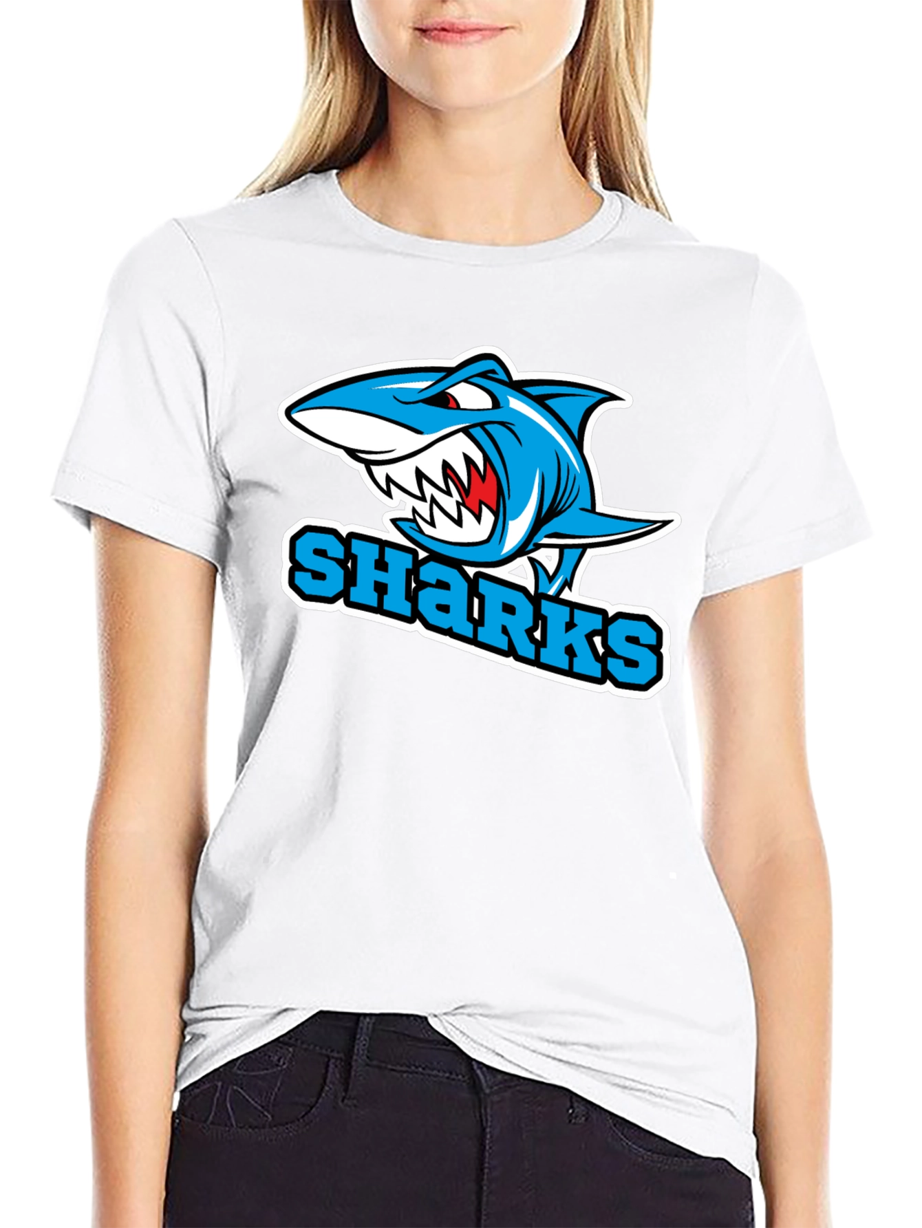 Sharks Graphic Tee - Cool Blue Shark T-Shirt