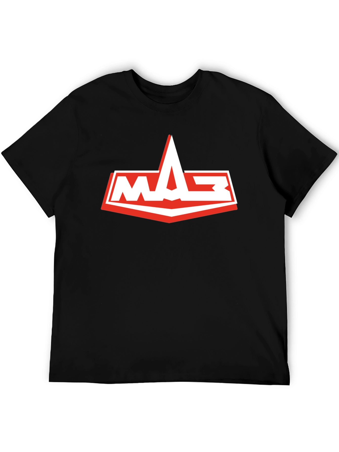 Mens Black T-Shirt with White and Red Logo