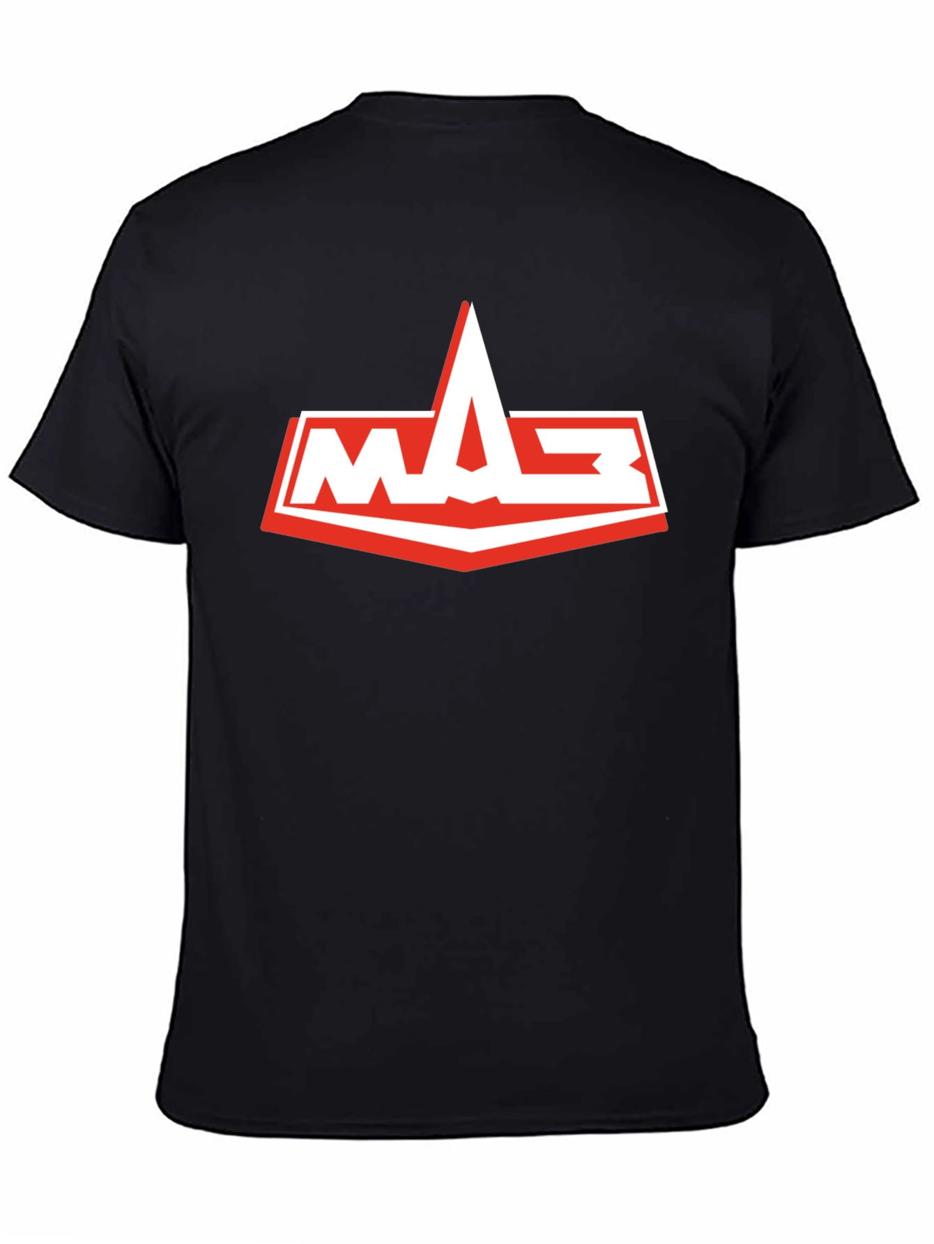 Mens Black T-Shirt with White and Red Logo