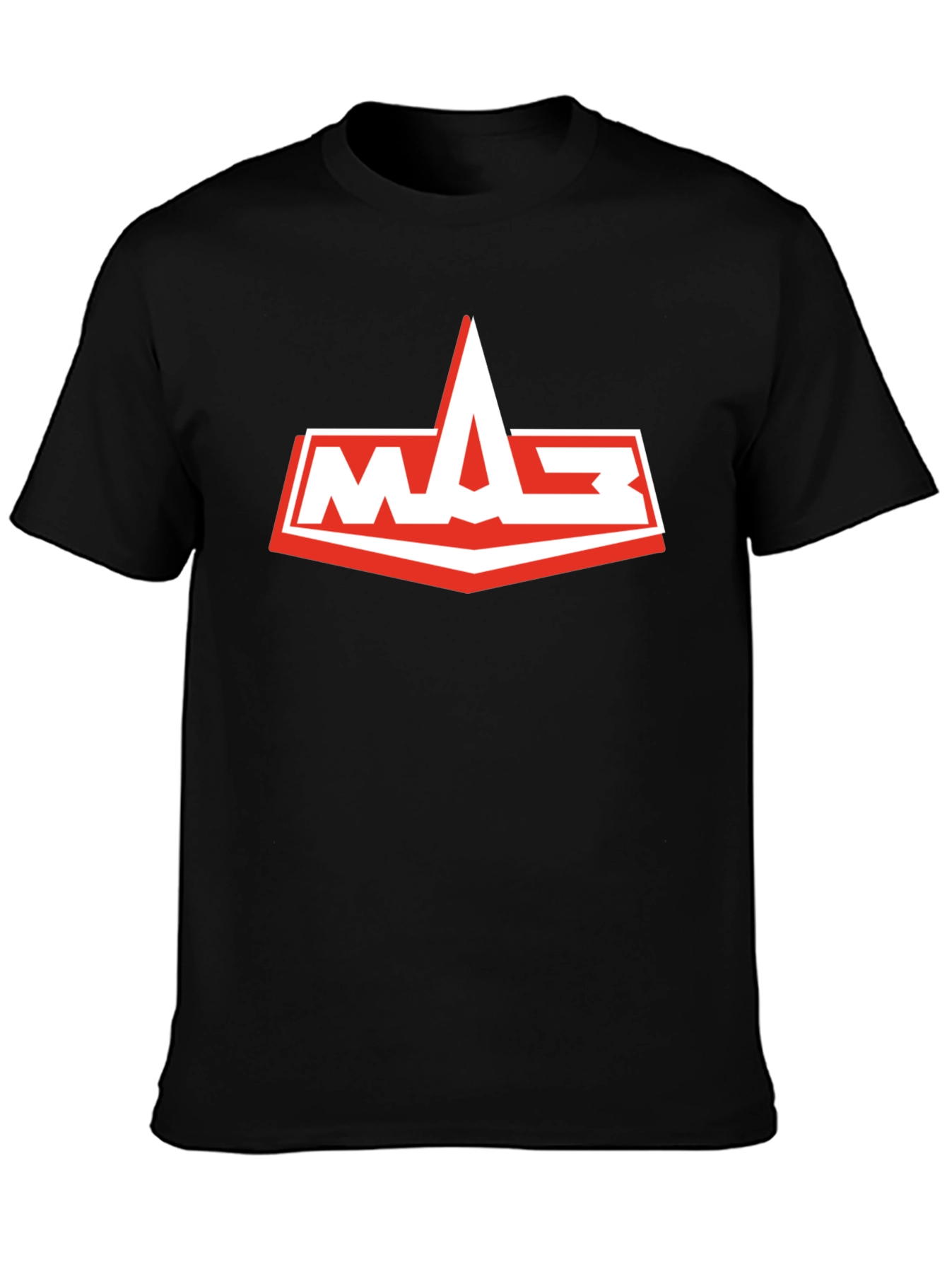 Mens Black T-Shirt with White and Red Logo