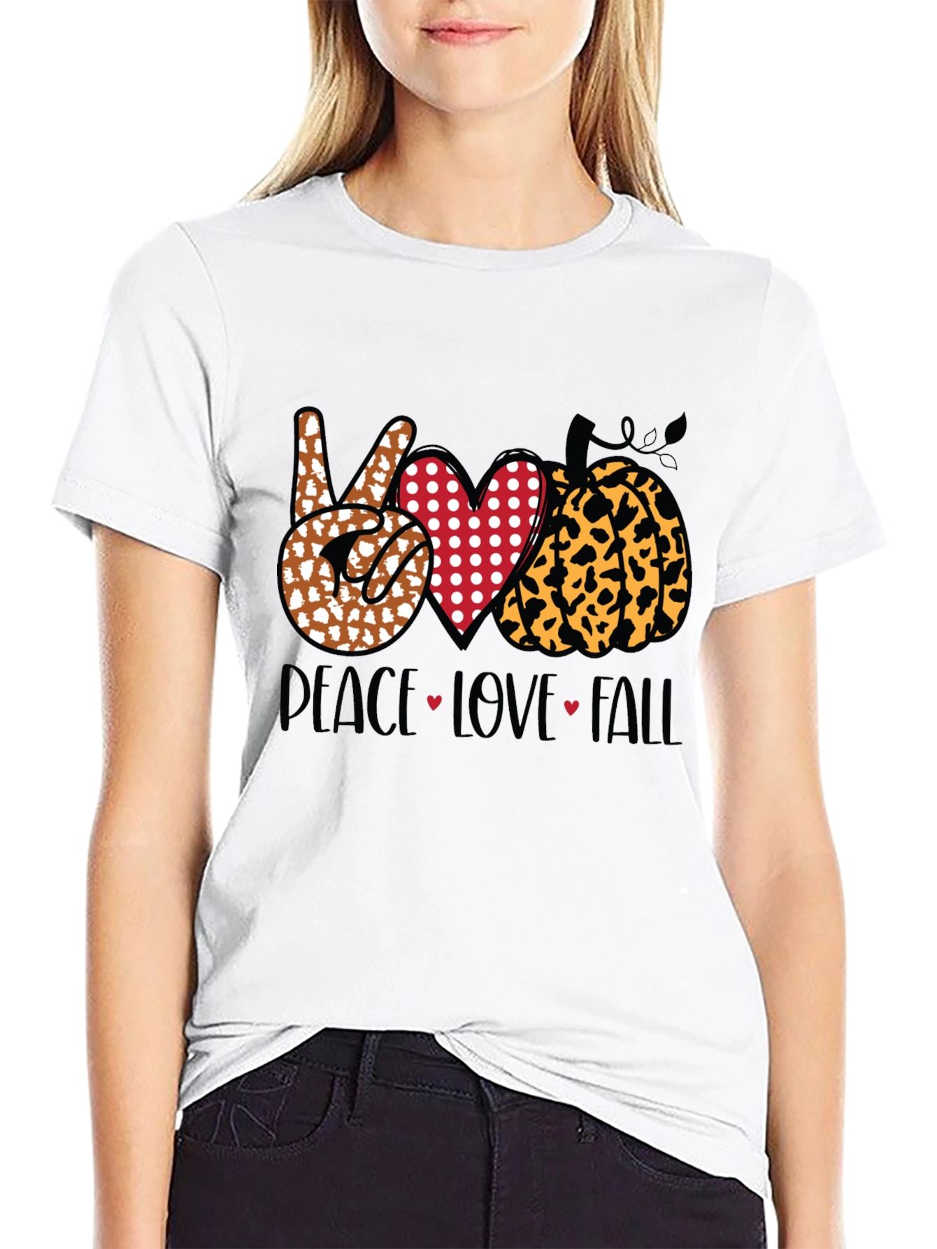 Peace Love Fall Graphic Tee - Autumn T-Shirt