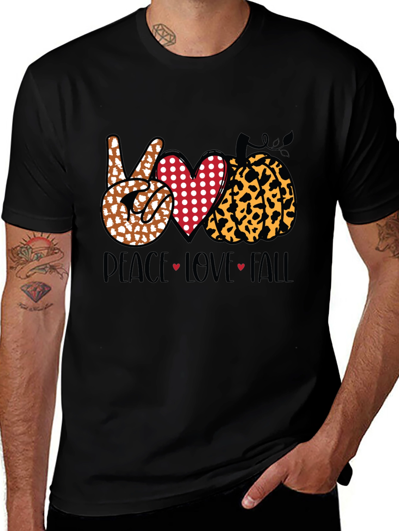 Peace Love Fall Graphic Tee - Autumn T-Shirt