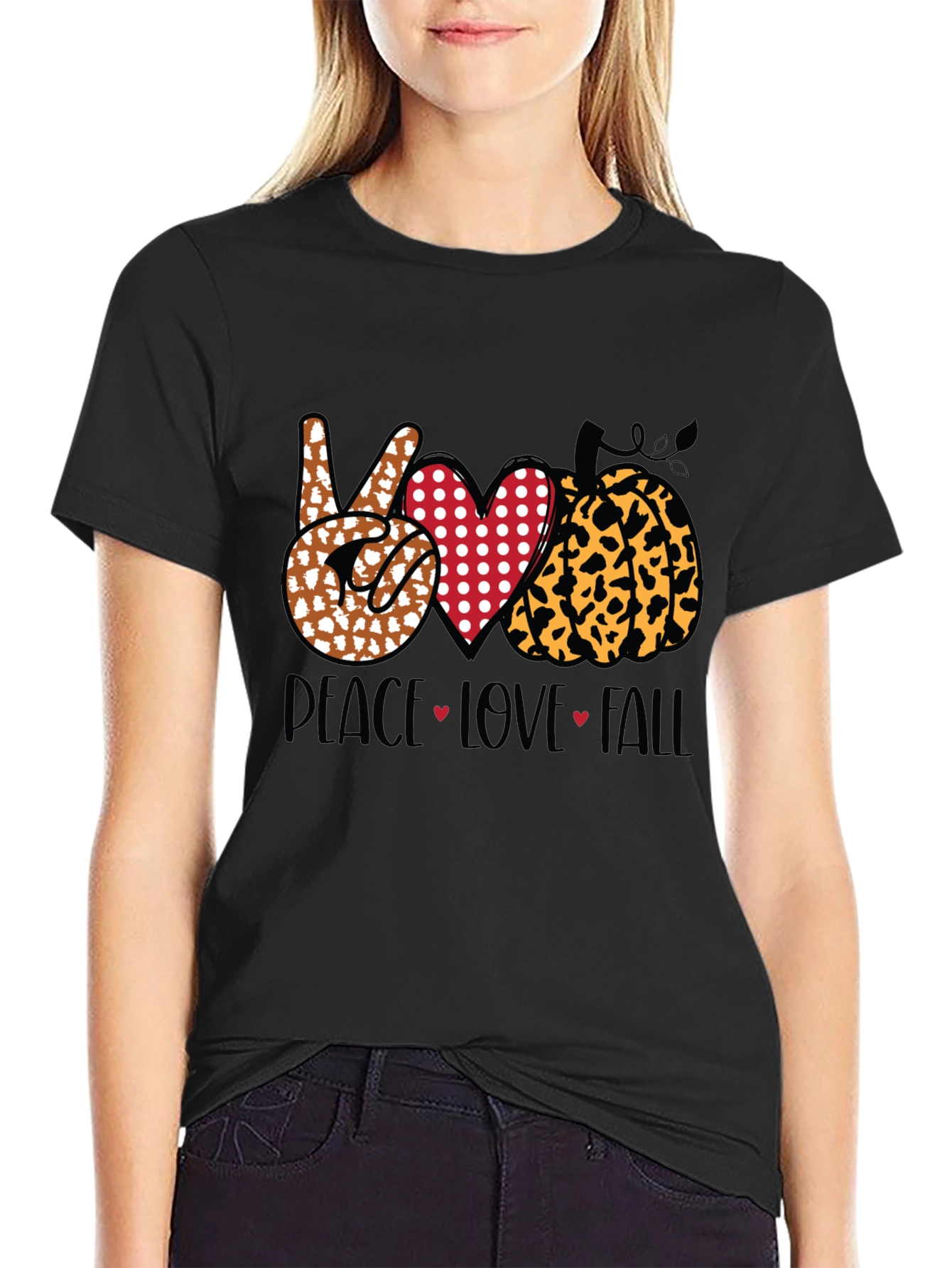 Peace Love Fall Graphic Tee - Autumn T-Shirt