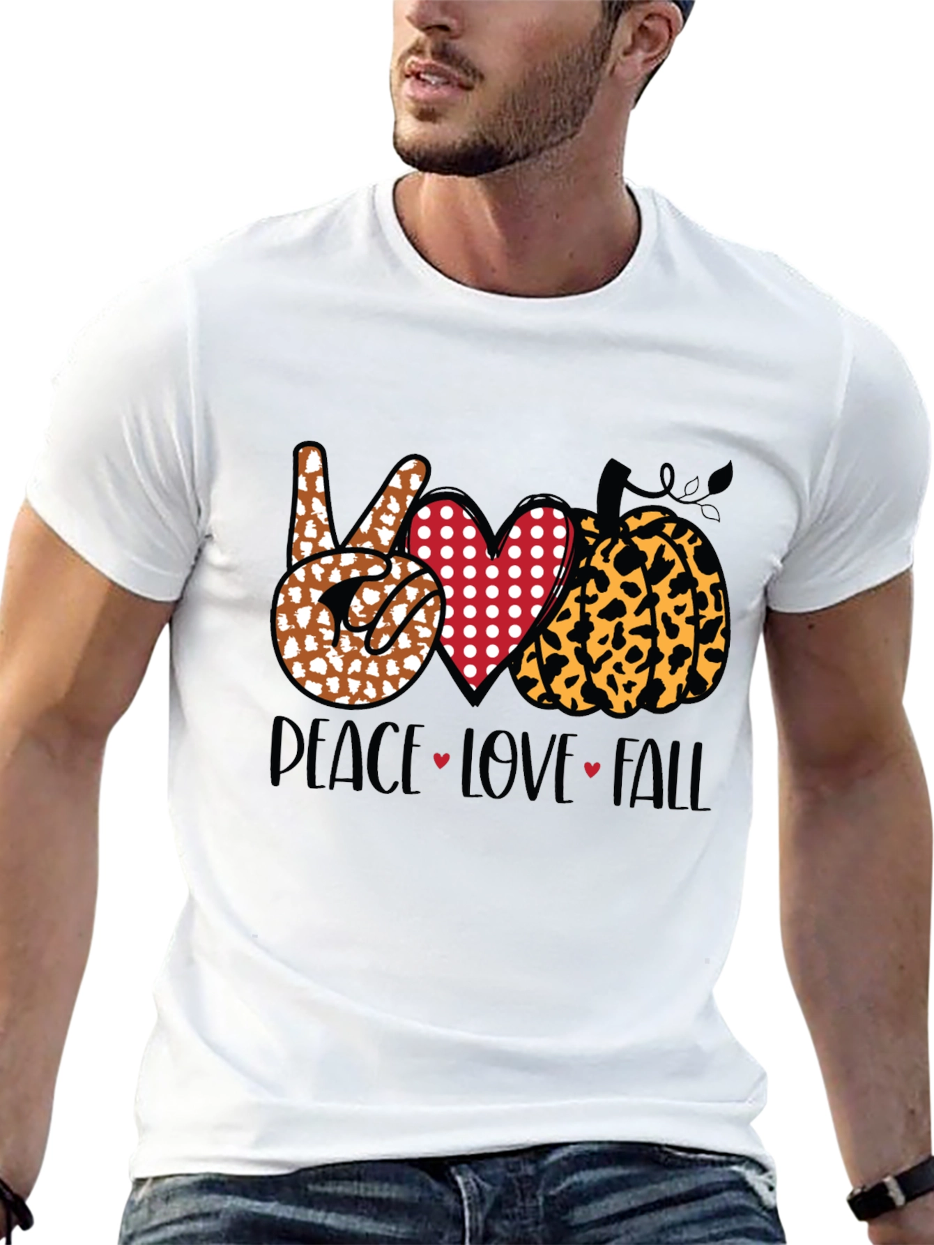 Peace Love Fall Graphic Tee - Autumn T-Shirt