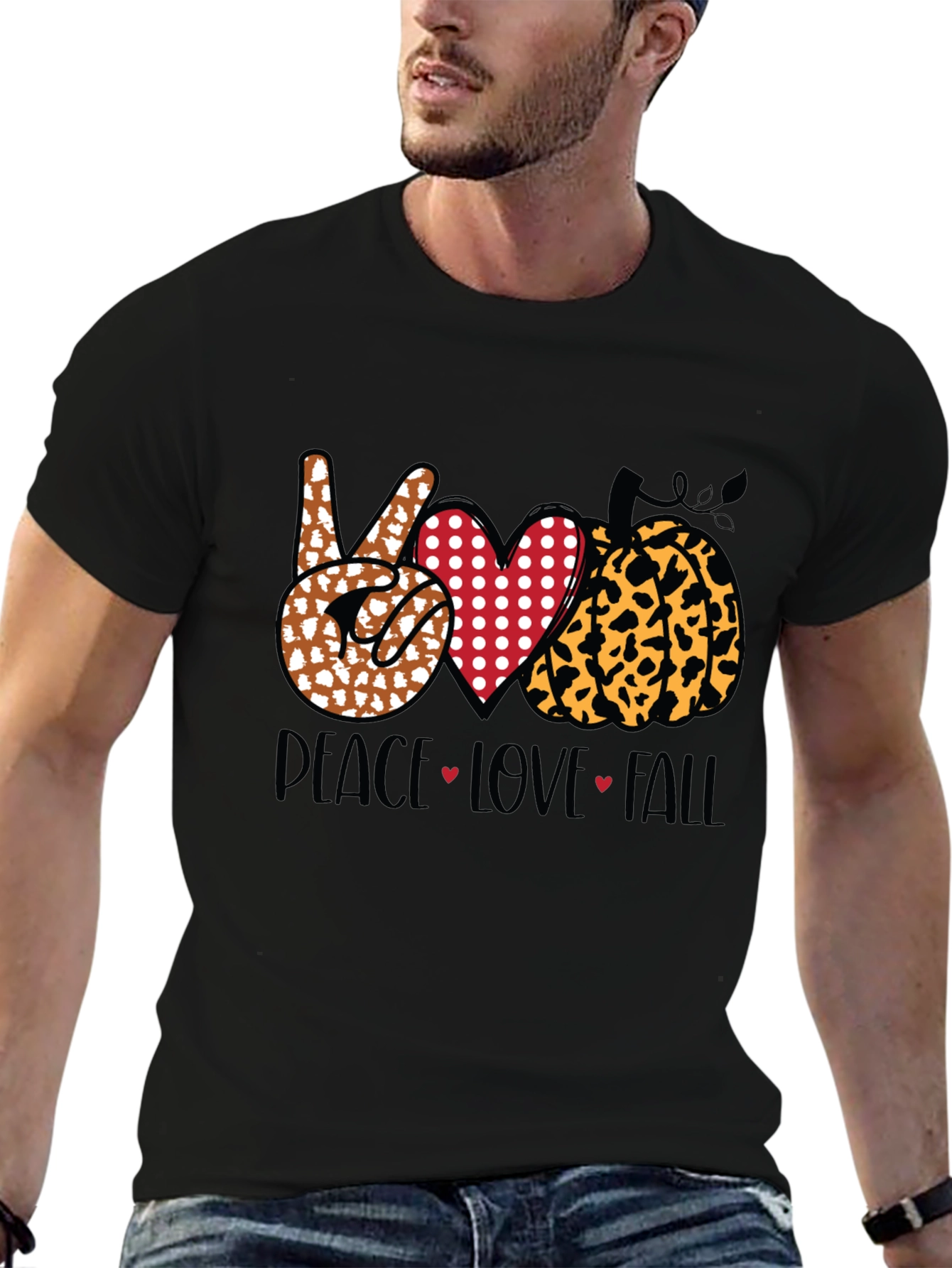Peace Love Fall Graphic Tee - Autumn T-Shirt
