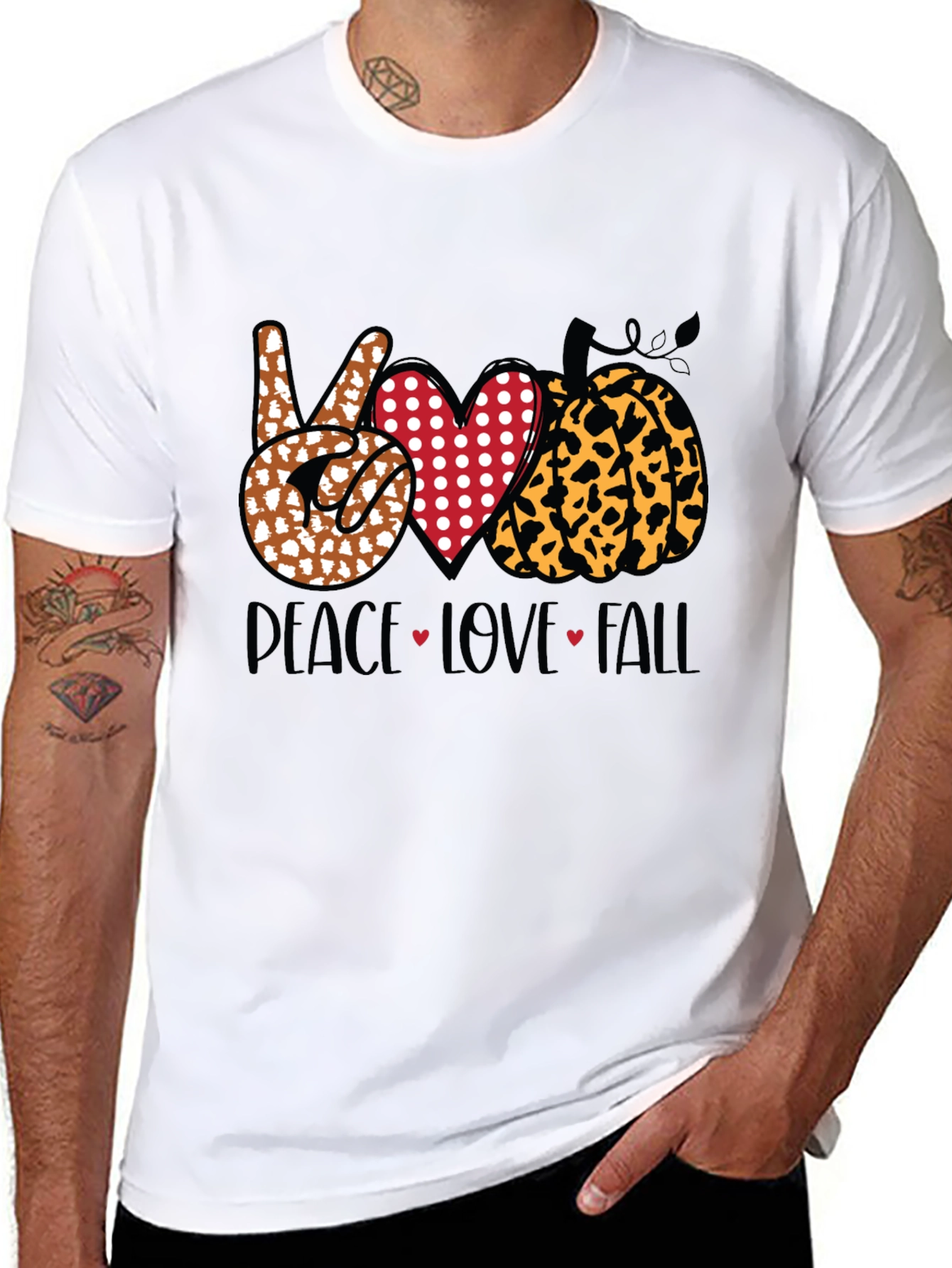 Peace Love Fall Graphic Tee - Autumn T-Shirt
