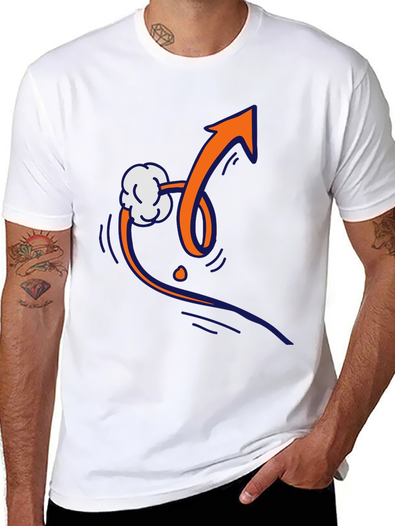 Trendy Graphic Tee - Arrow and Cloud Design