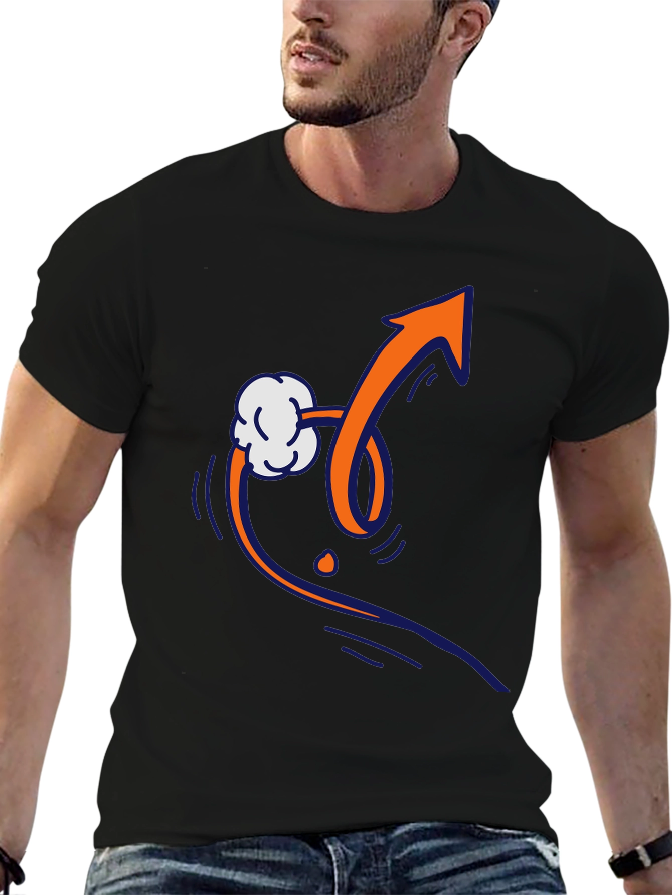 Trendy Graphic Tee - Arrow and Cloud Design