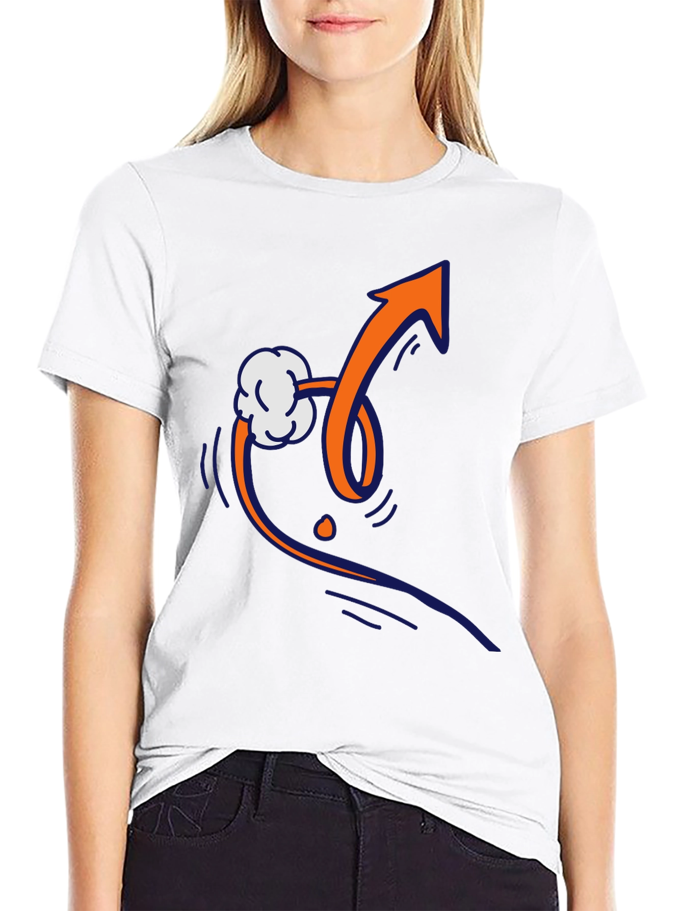 Trendy Graphic Tee - Arrow and Cloud Design