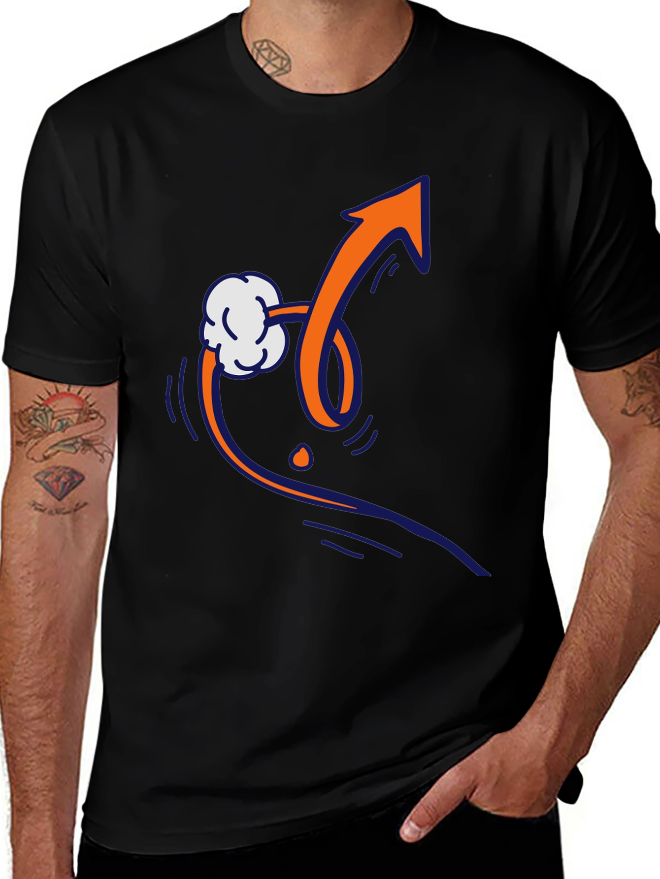 Trendy Graphic Tee - Arrow and Cloud Design
