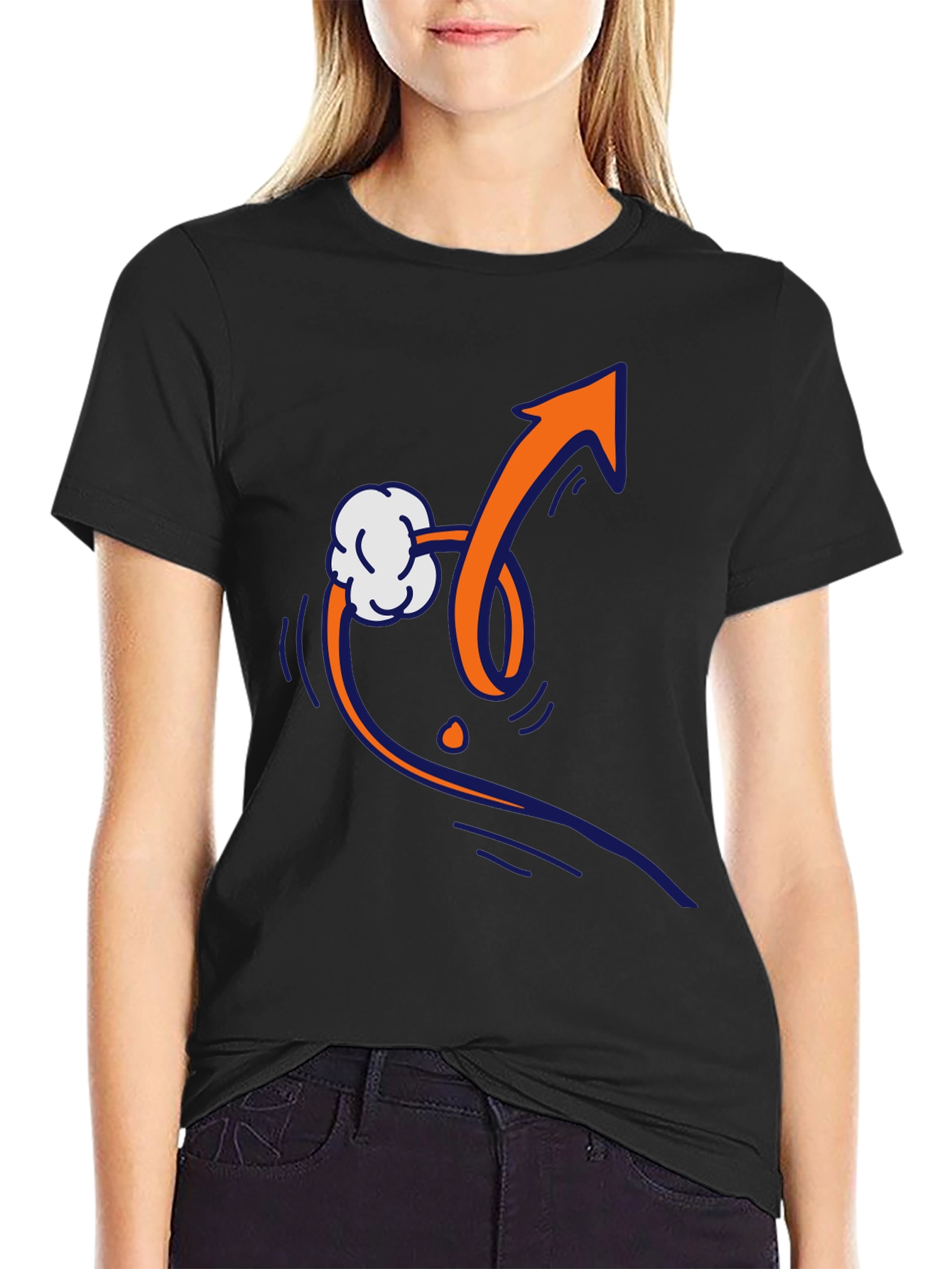 Trendy Graphic Tee - Arrow and Cloud Design