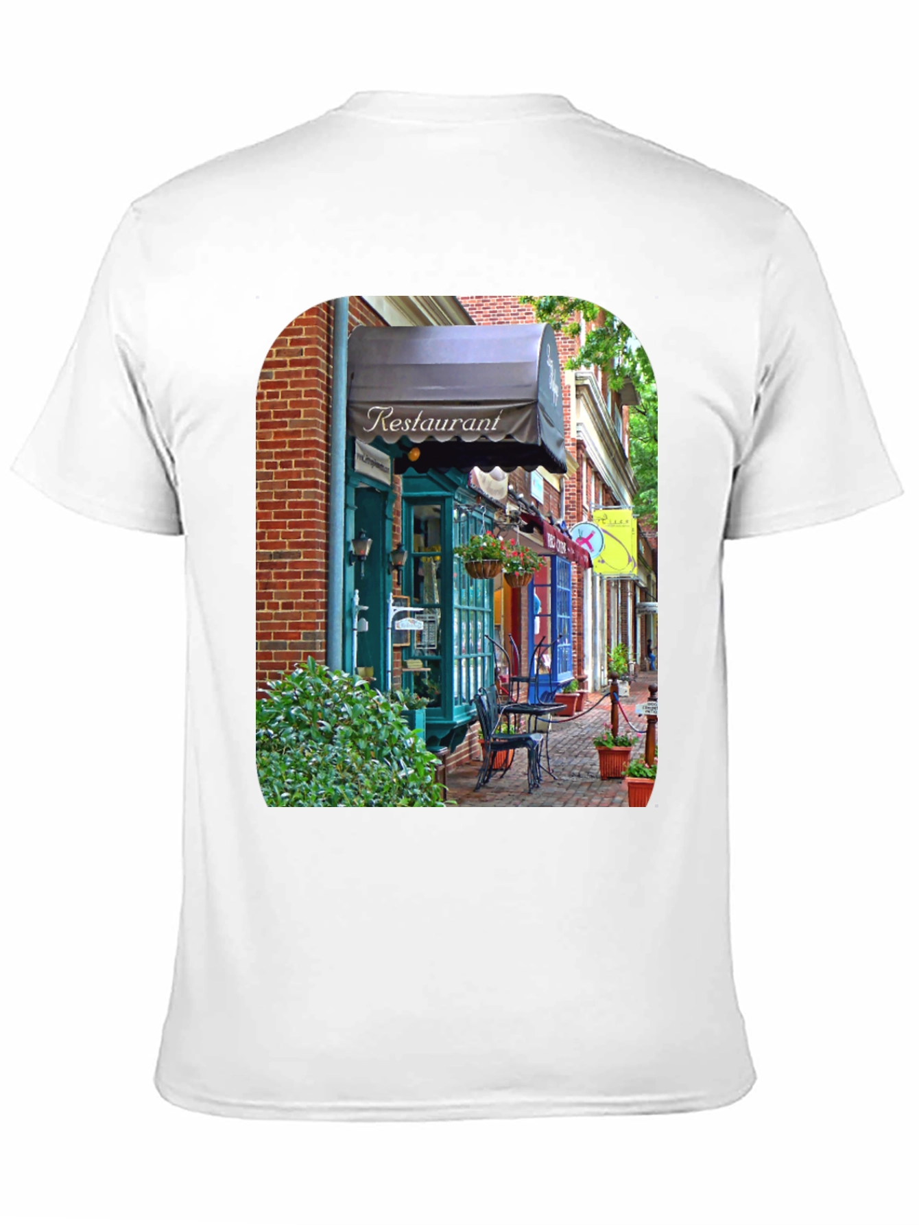 Restaurant Street Scene T-Shirt - Unique Design